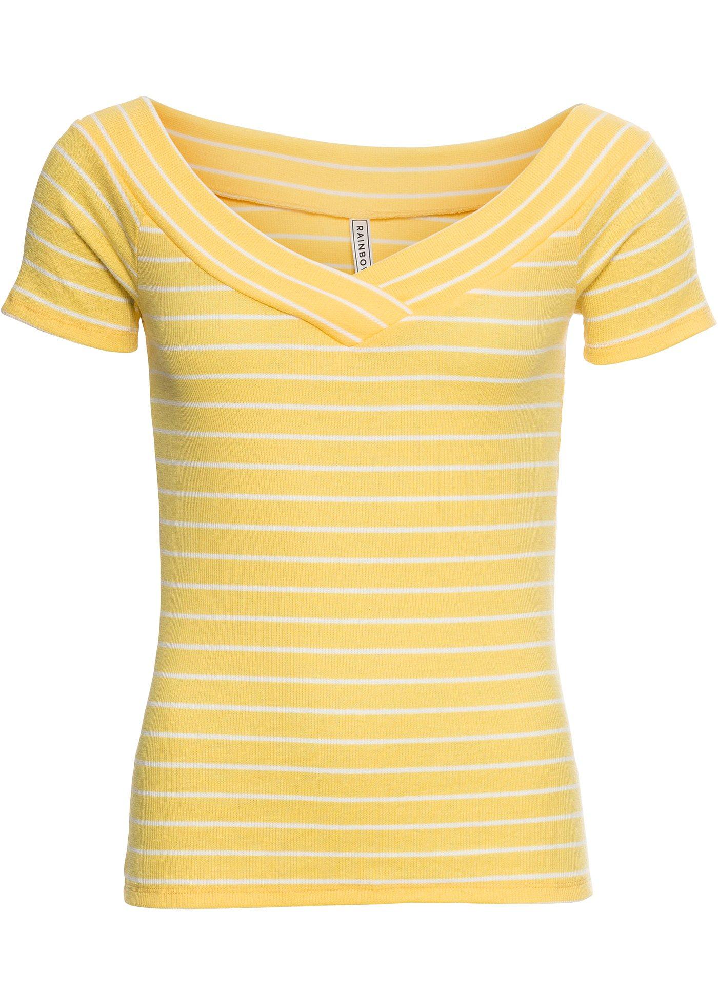 Shirt kurzer Arm  in gelb (Carmen-Ausschnitt) für Damen von bonprix