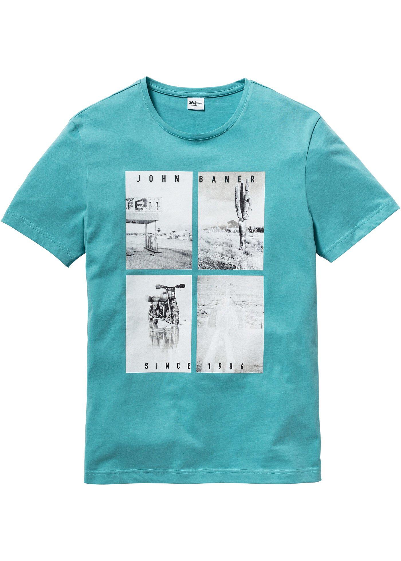 T-Shirt mit Fotodruck Regular Fit kurzer Arm  in grün für Herren von bonprix