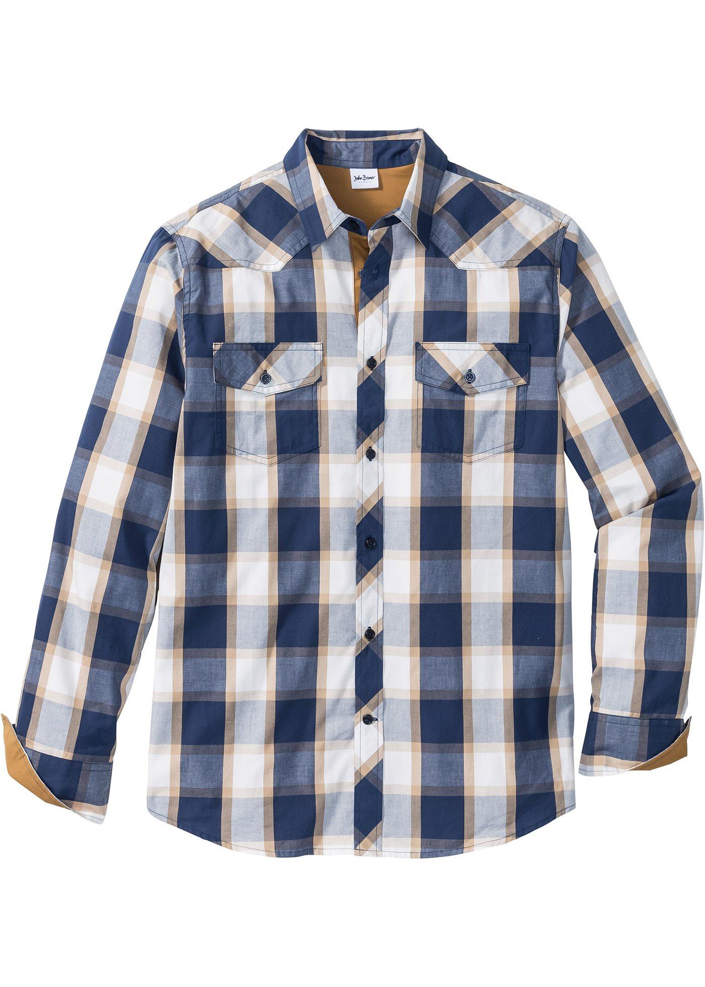 Langarmhemd in blau für Herren von bonprix