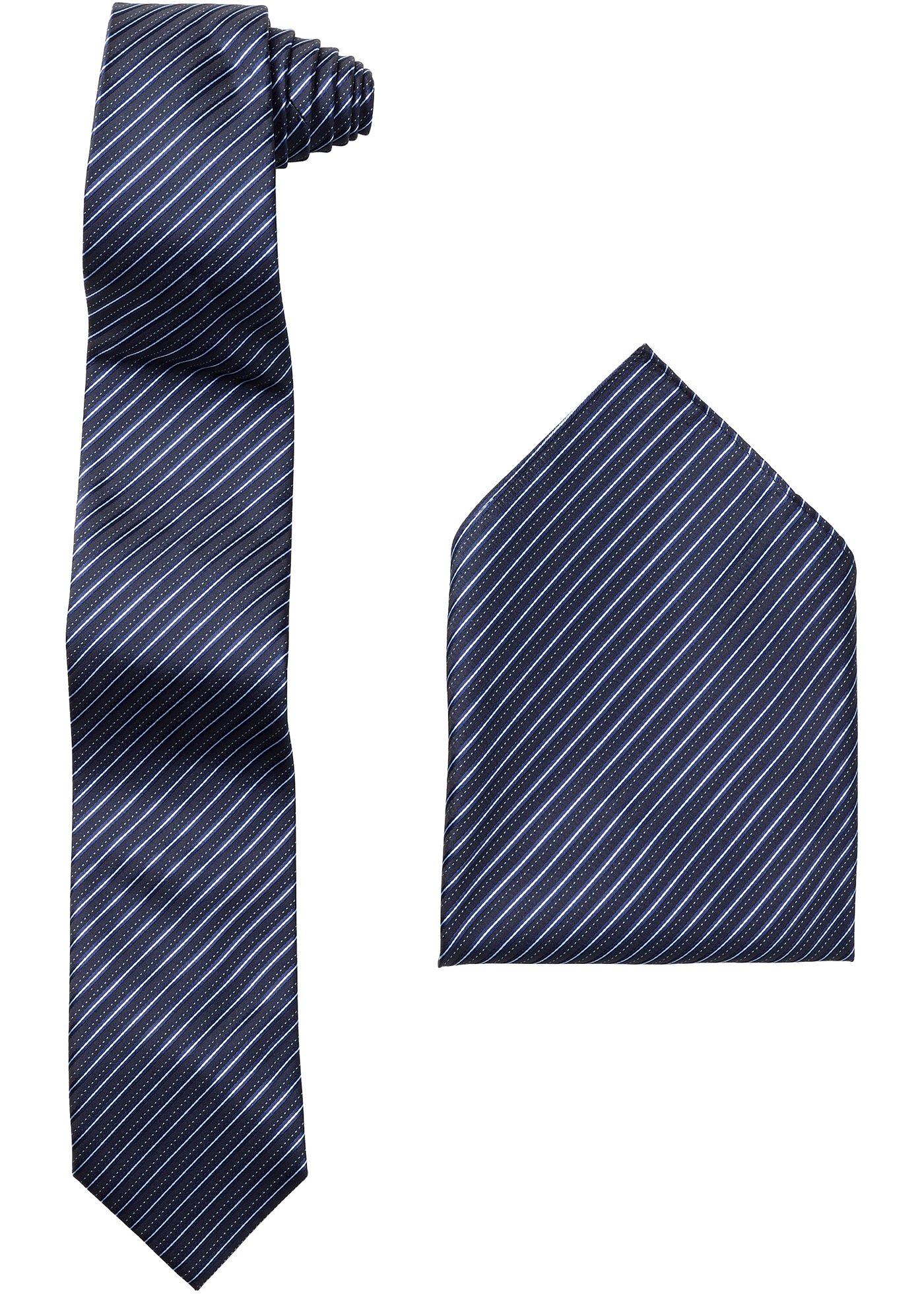 Krawatte + Einstecktuch (2-tlg.) in blau von bonprix