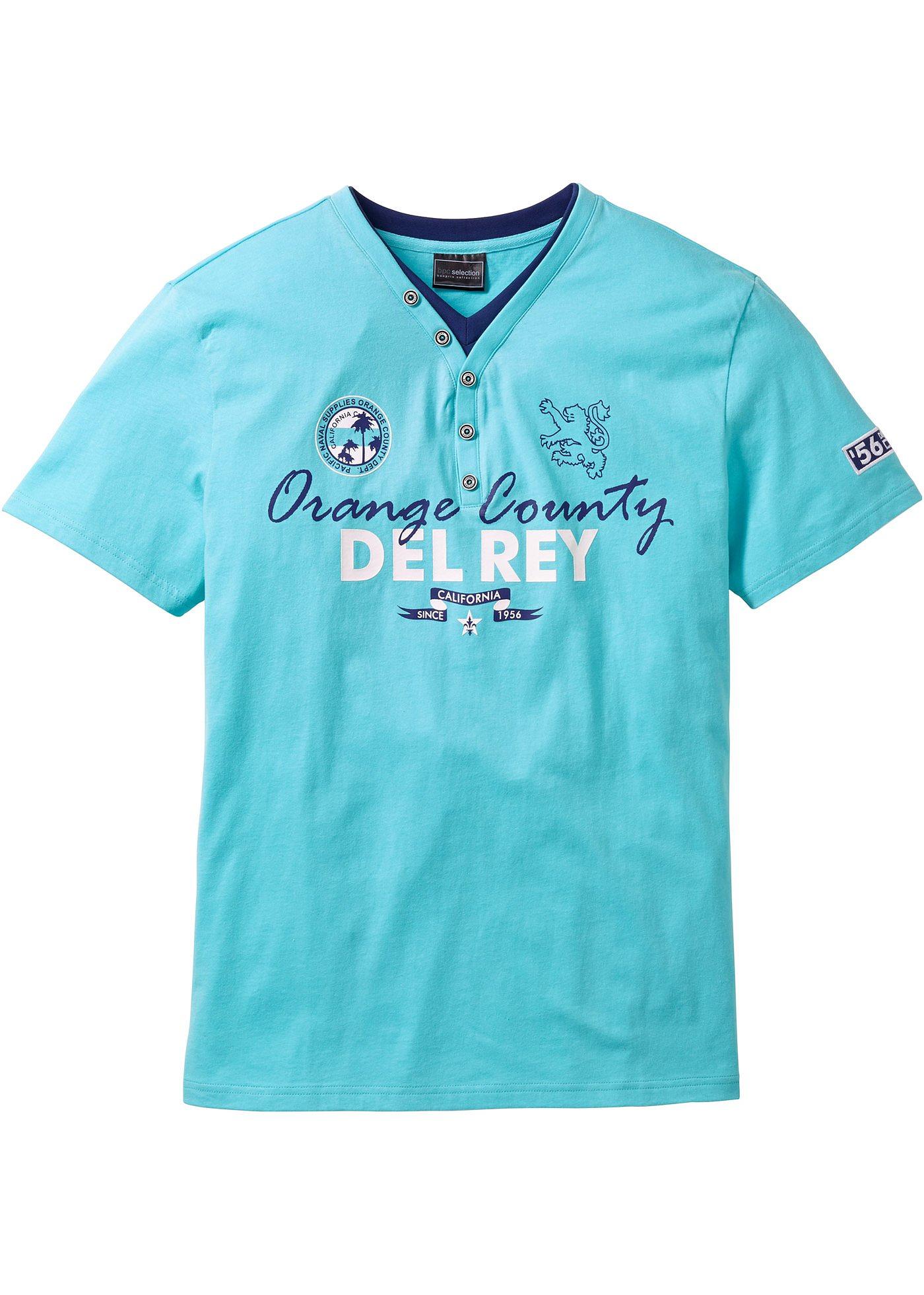 Henleyshirt, 2-in-1-Optik kurzer Arm  in blau für Herren von bonprix
