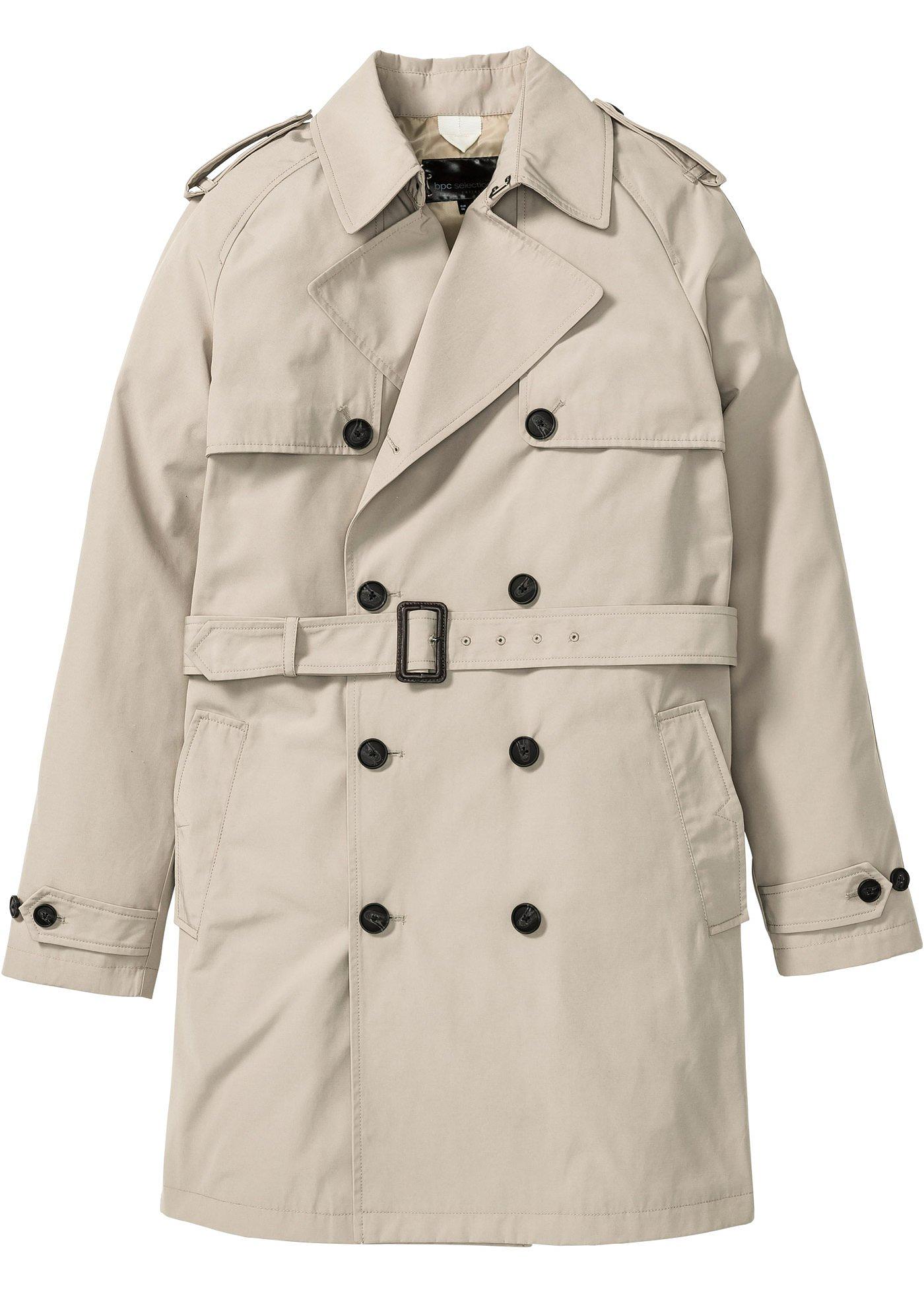 Trenchcoat kniefrei mit Gürtel langarm  in beige Herren, bonprix
