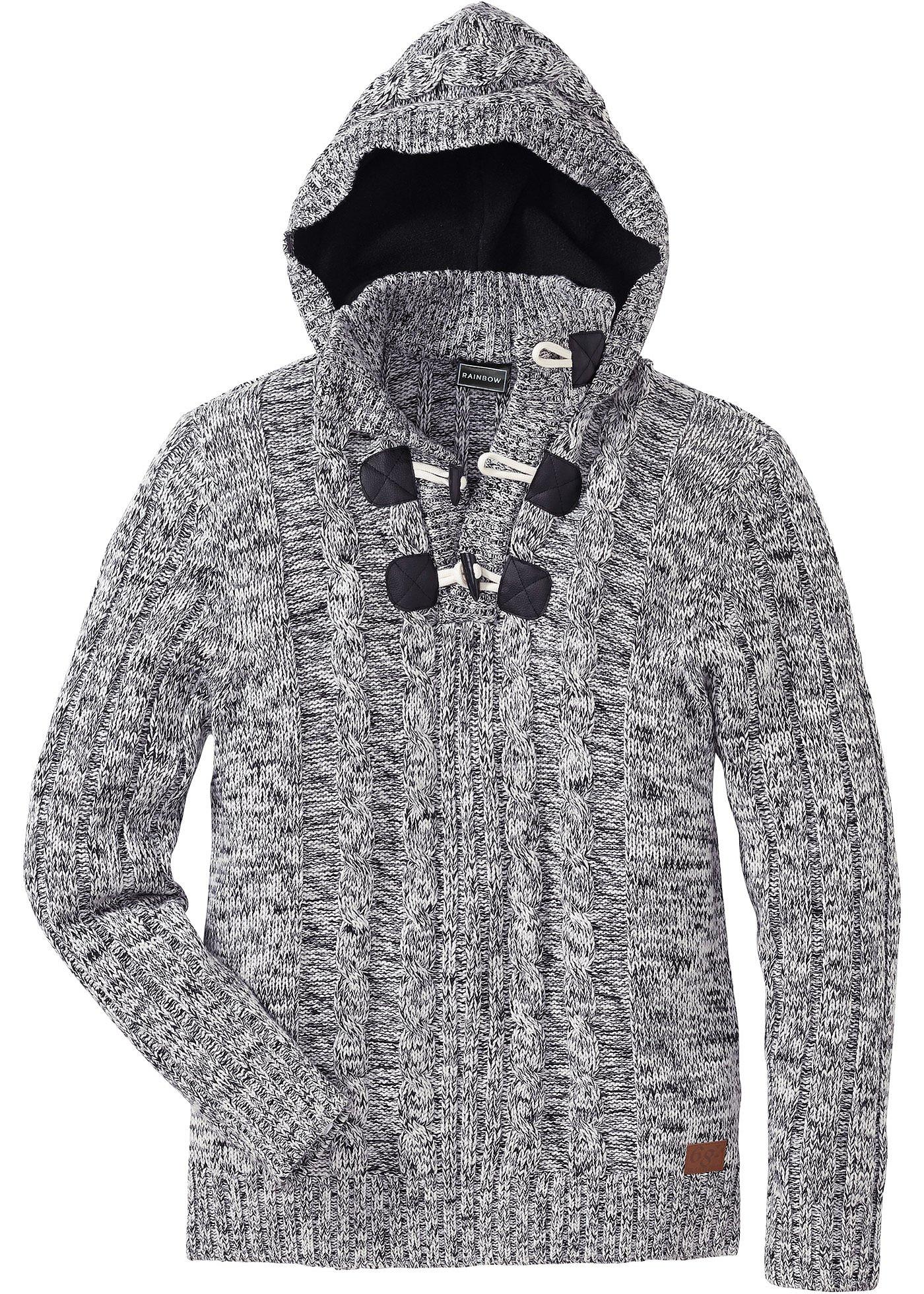 Pullover mit Kapuze langarm  in schwarz für Herren von bonprix