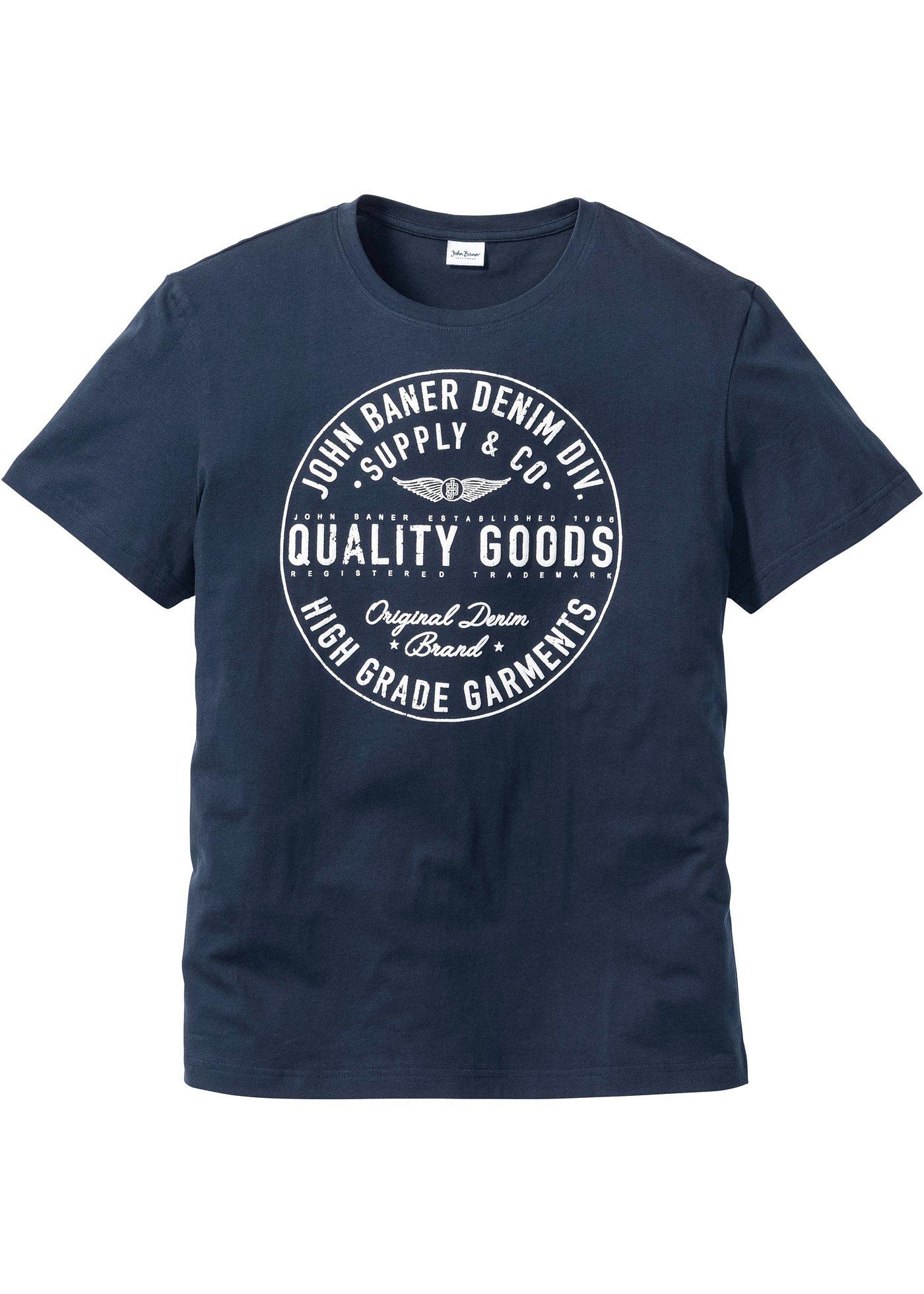 T-Shirt Regular Fit kurzer Arm  in blau für Herren von bonprix