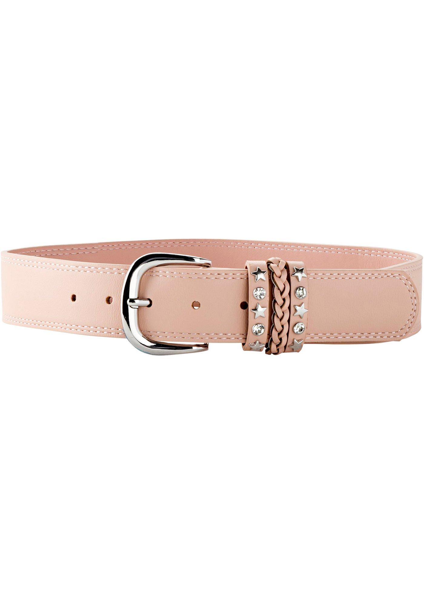 Gürtel mit Nieten- & Flechtdetail in rosa für Damen von bonprix