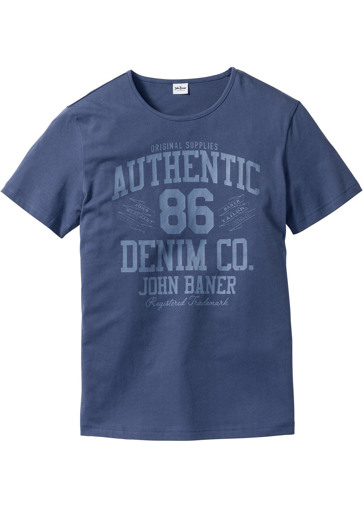 T-Shirt mit Druck kurzer Arm  in blau für Herren von bonprix