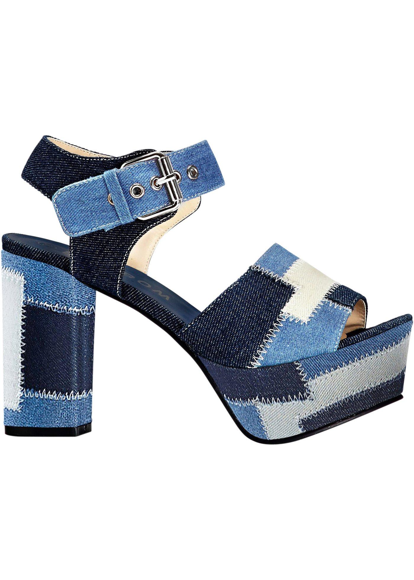 Plateau Sandalette mit 10 cm Blockabsatz in blau von bonprix Plateau Sandalette mit 10 cm Blockabsatz in blau von bonprix