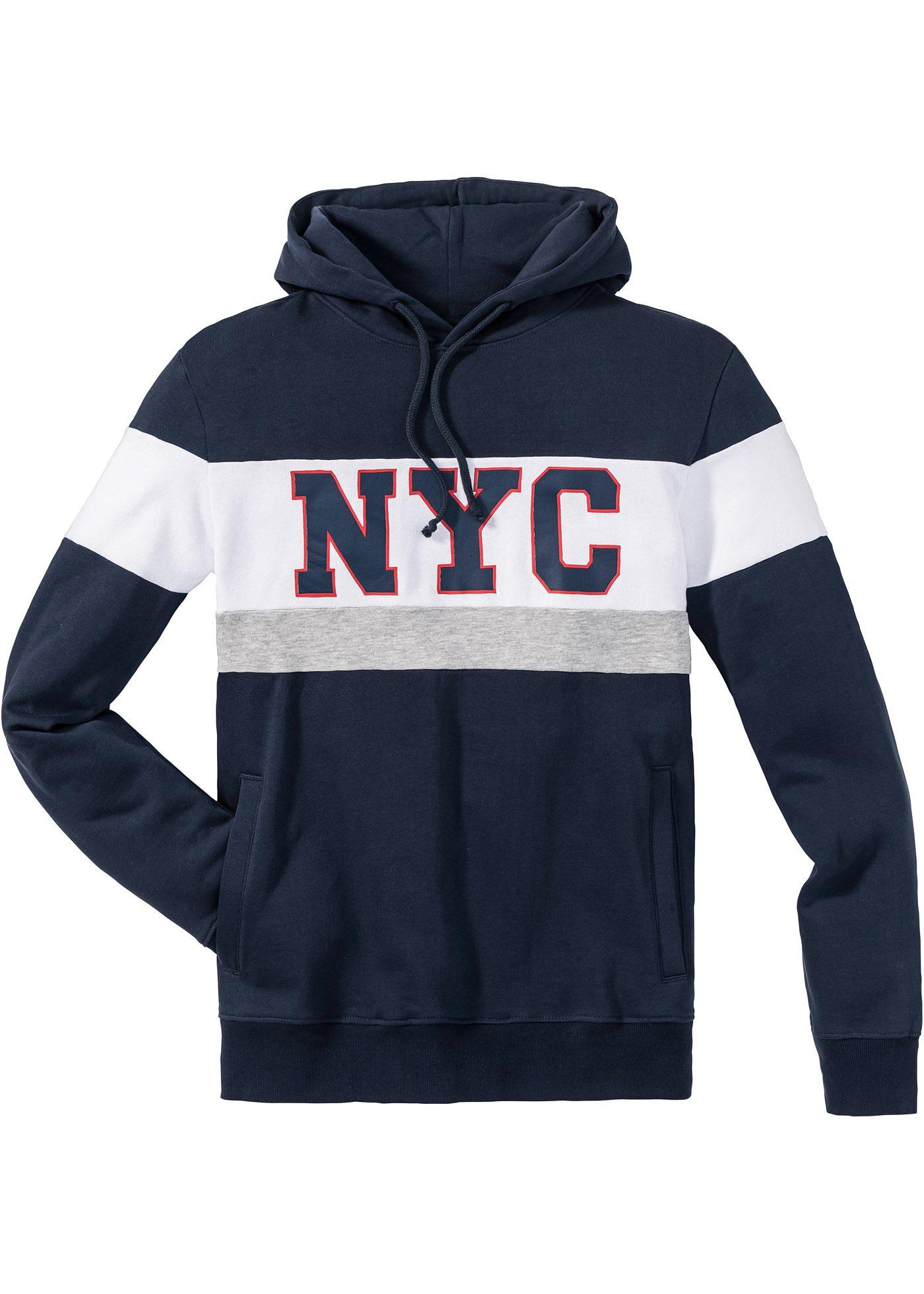 Hoodie Slim Fit langarm  in blau für Herren von bonprix