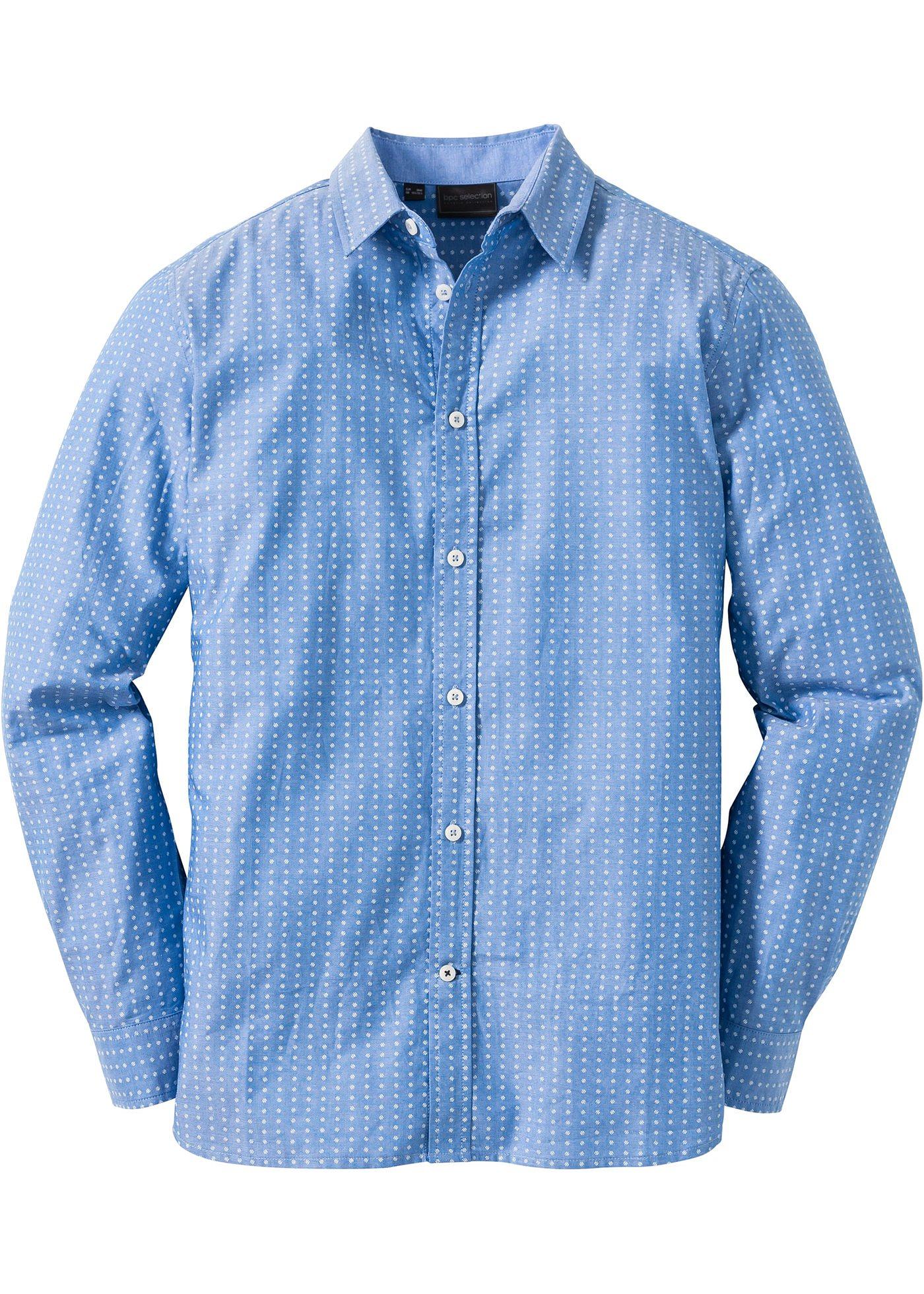 Oberhemd mit Minimalmuster Regular Fit langarm  in blau von bonprix