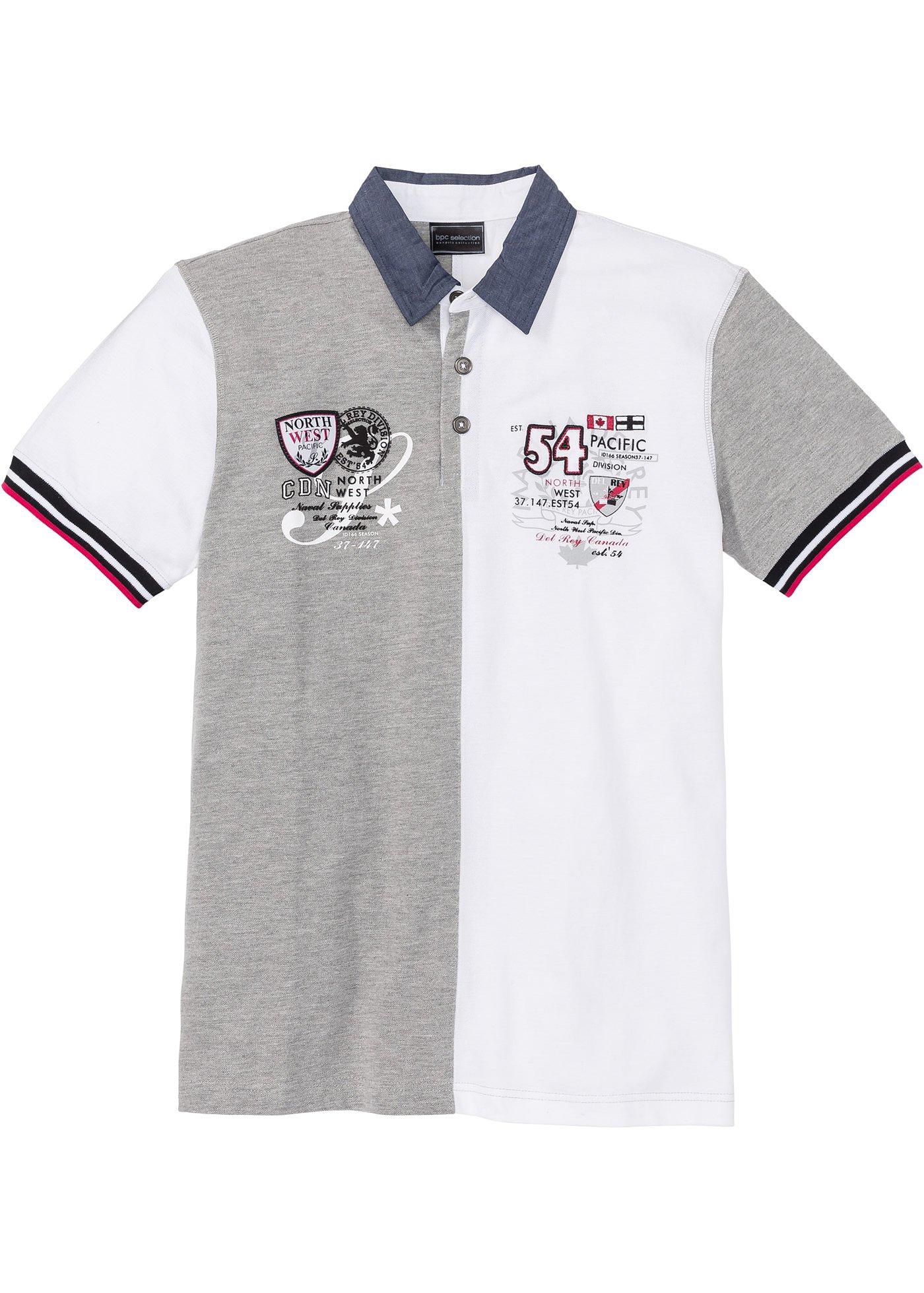 Colour-Blocking-Poloshirt kurzer Arm  in weiß für Herren von bonprix