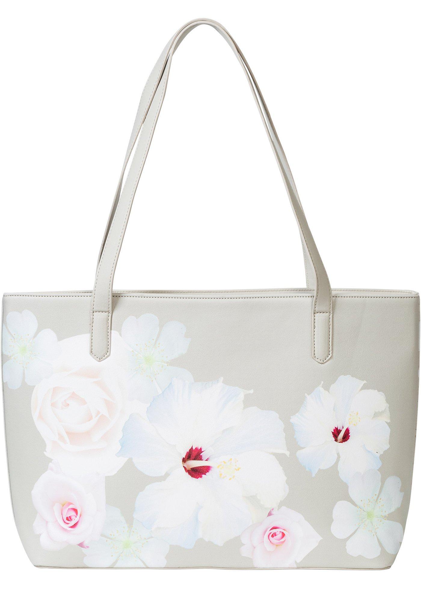 Shopper mit Blumenprint in grau für Damen von bonprix