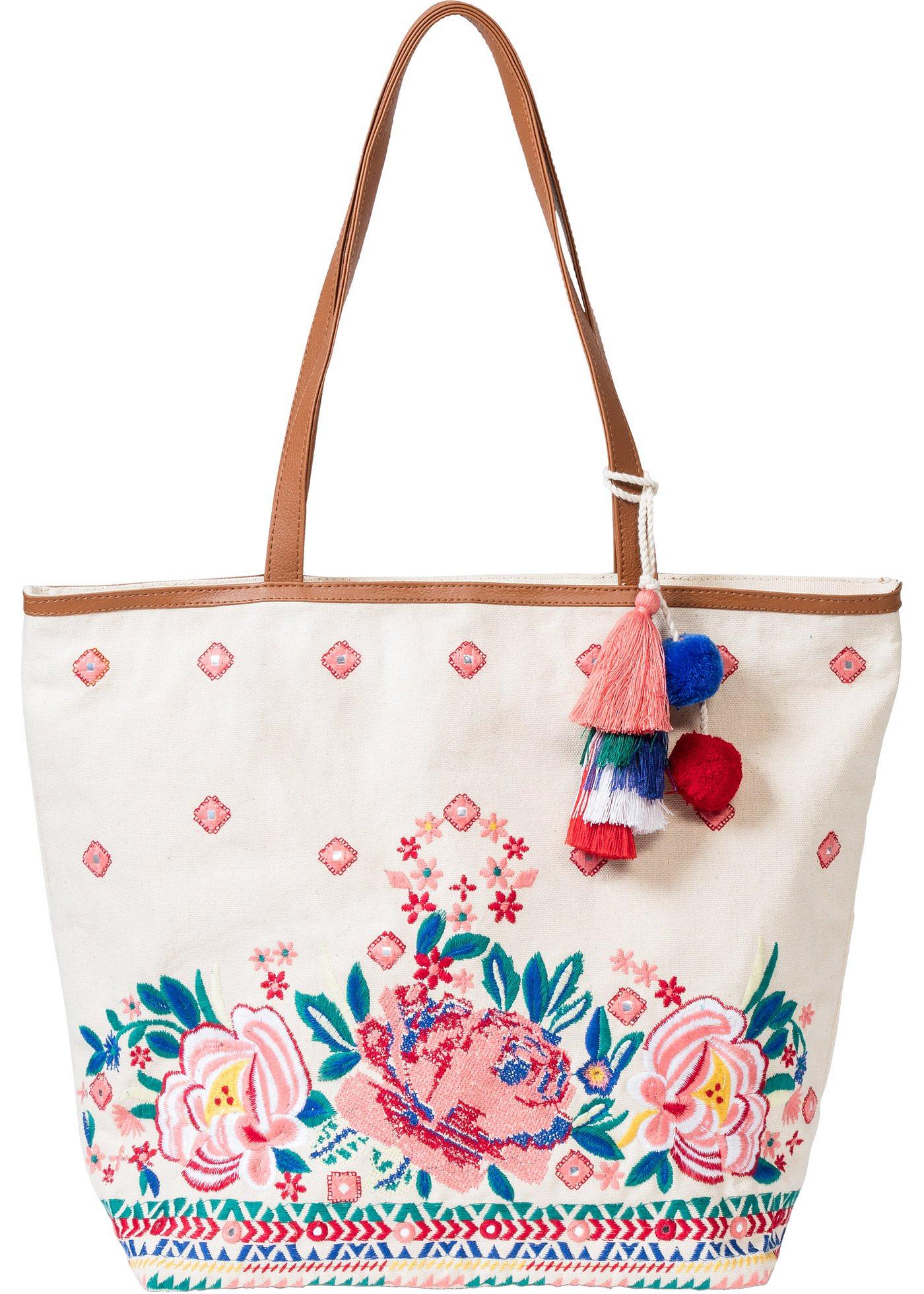 Strandshopper Bestickt in beige für Damen von bonprix