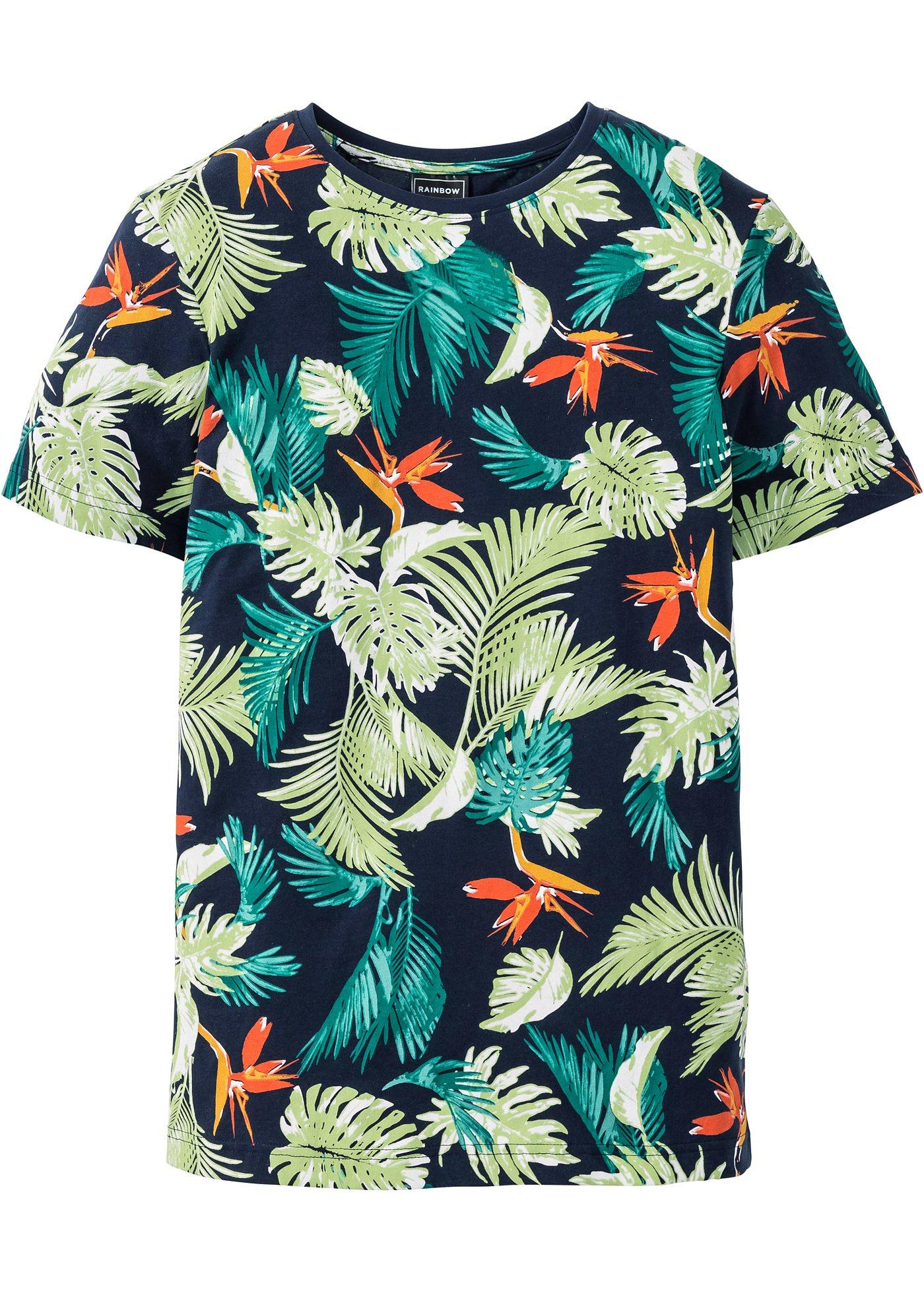 T-Shirt Slim Fit halber Arm  in blau für Herren von bonprix