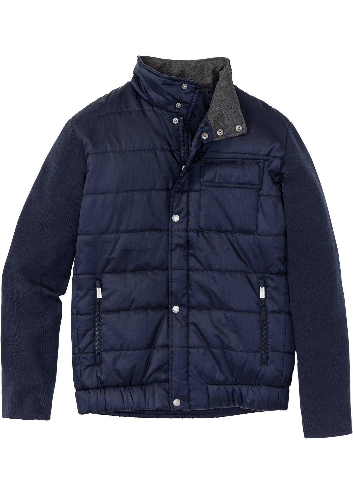 Herren Steppjacke mit Ärmeln in Strickoptik langarm  in blau für Herren von bonprix