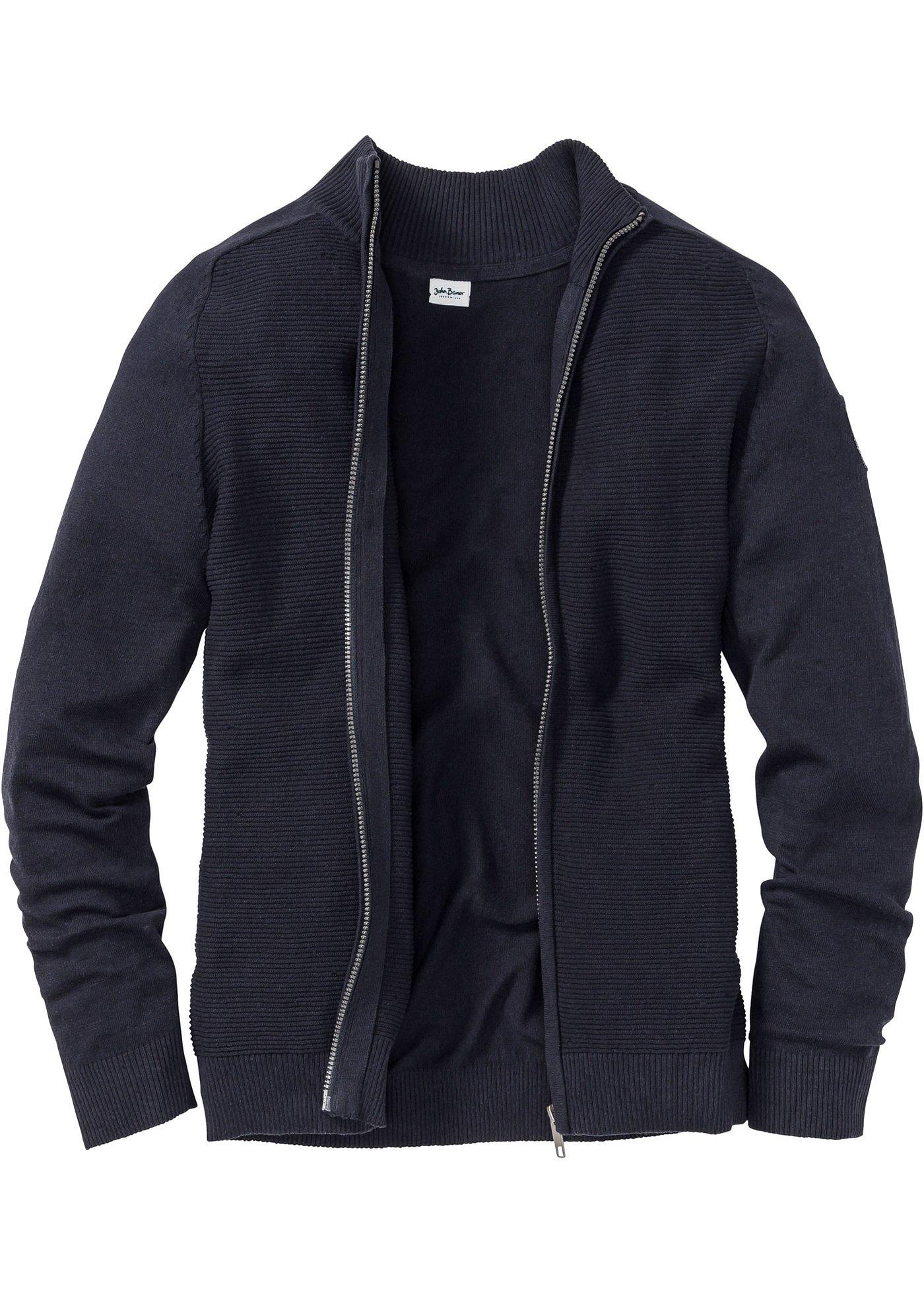 Nachhaltige Strickjacke mit recycelter Baumwolle langarm  in blau für Herren von bonprix