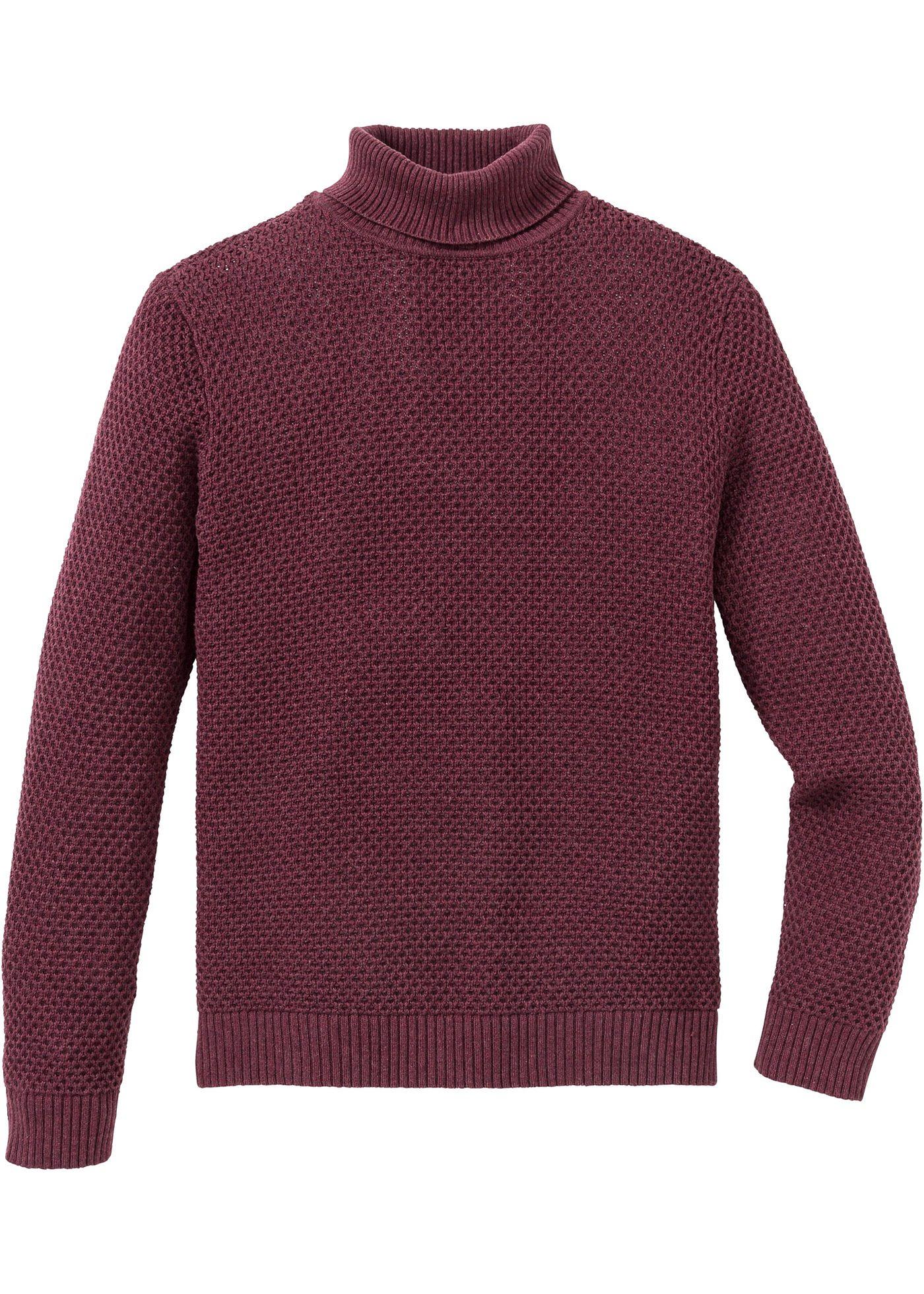 Rollkragenpullover langarm  in rot für Herren von bonprix