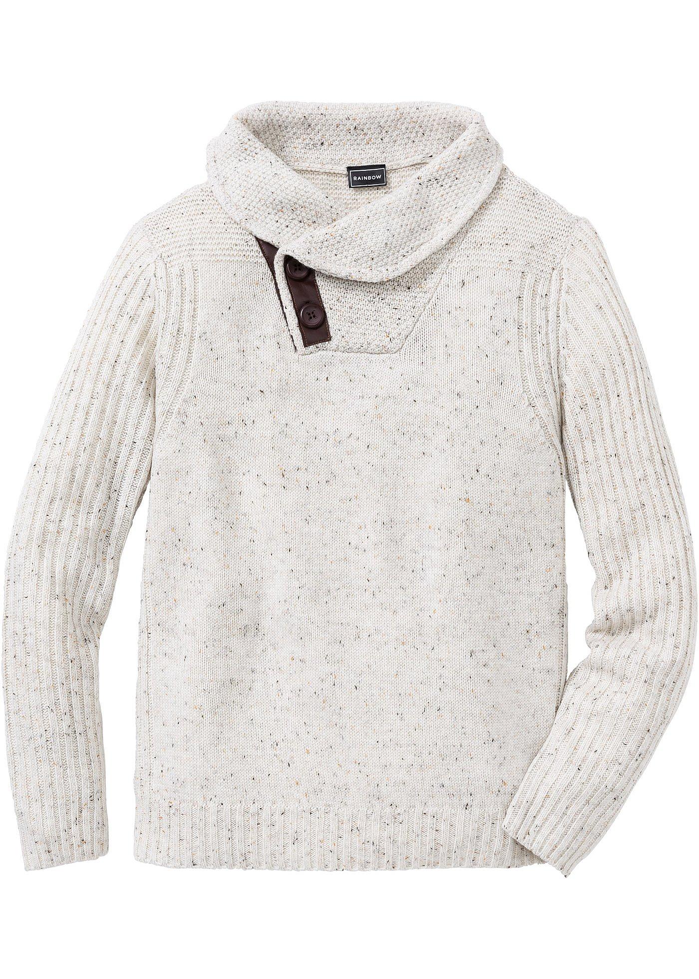 Pullover mit Schalkragen Regular fit langarm  in beige für Herren von bonprix
