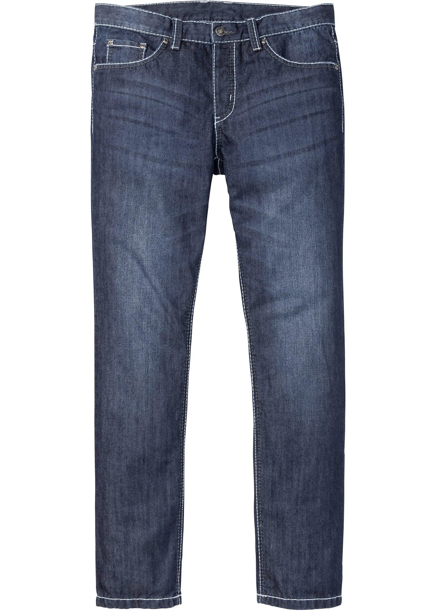 Jeans mit Kontrastnähten Slim Fit Straight in blau für Herren von bonprix