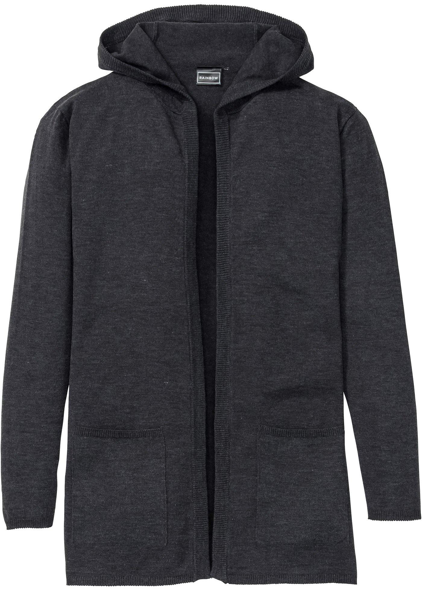 Strickjacke in langer Form langarm  in grau für Herren von bonprix
