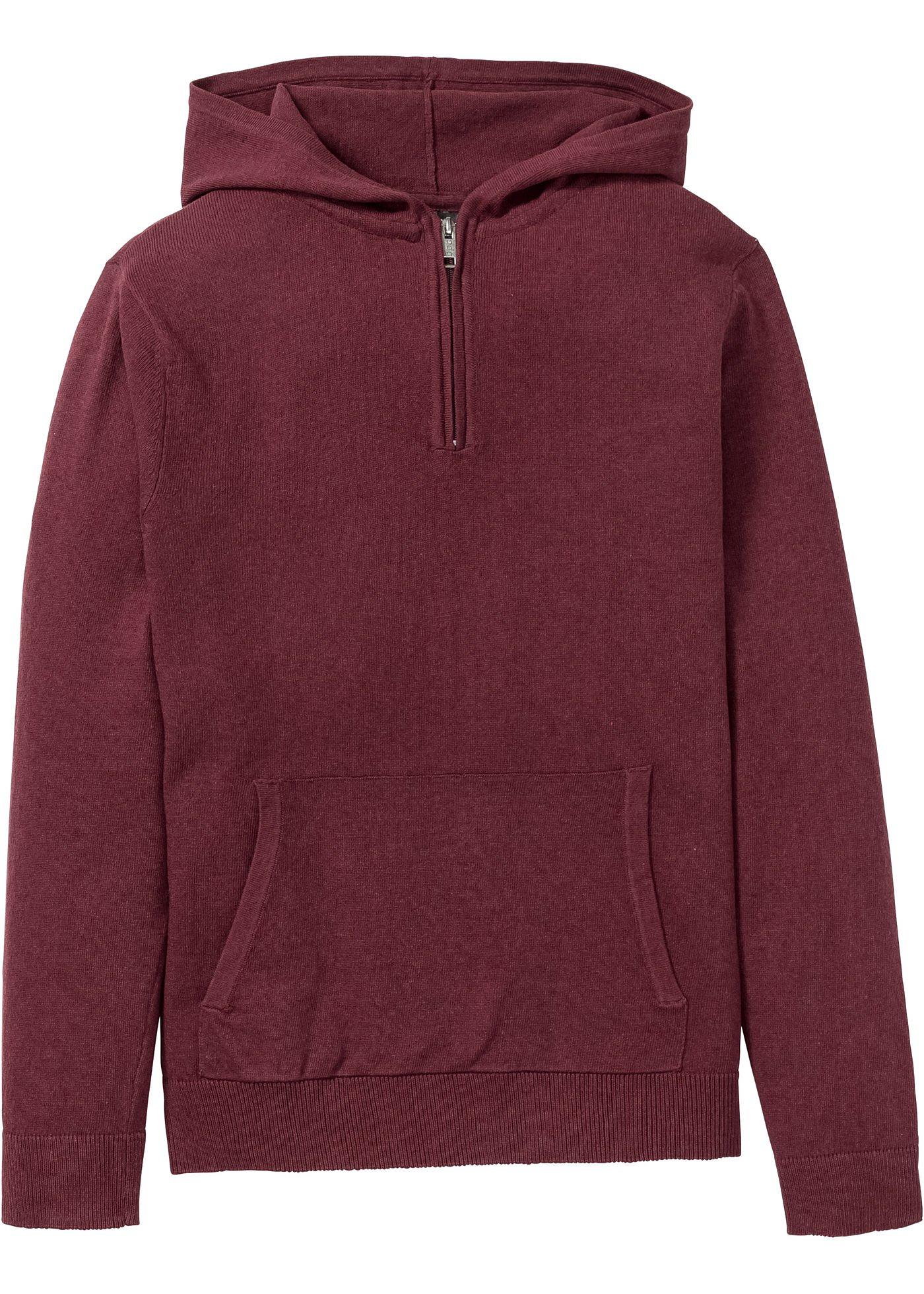 Pullover m. Kapuze mit recycelter Baumwolle langarm  in rot für Herren von bonprix