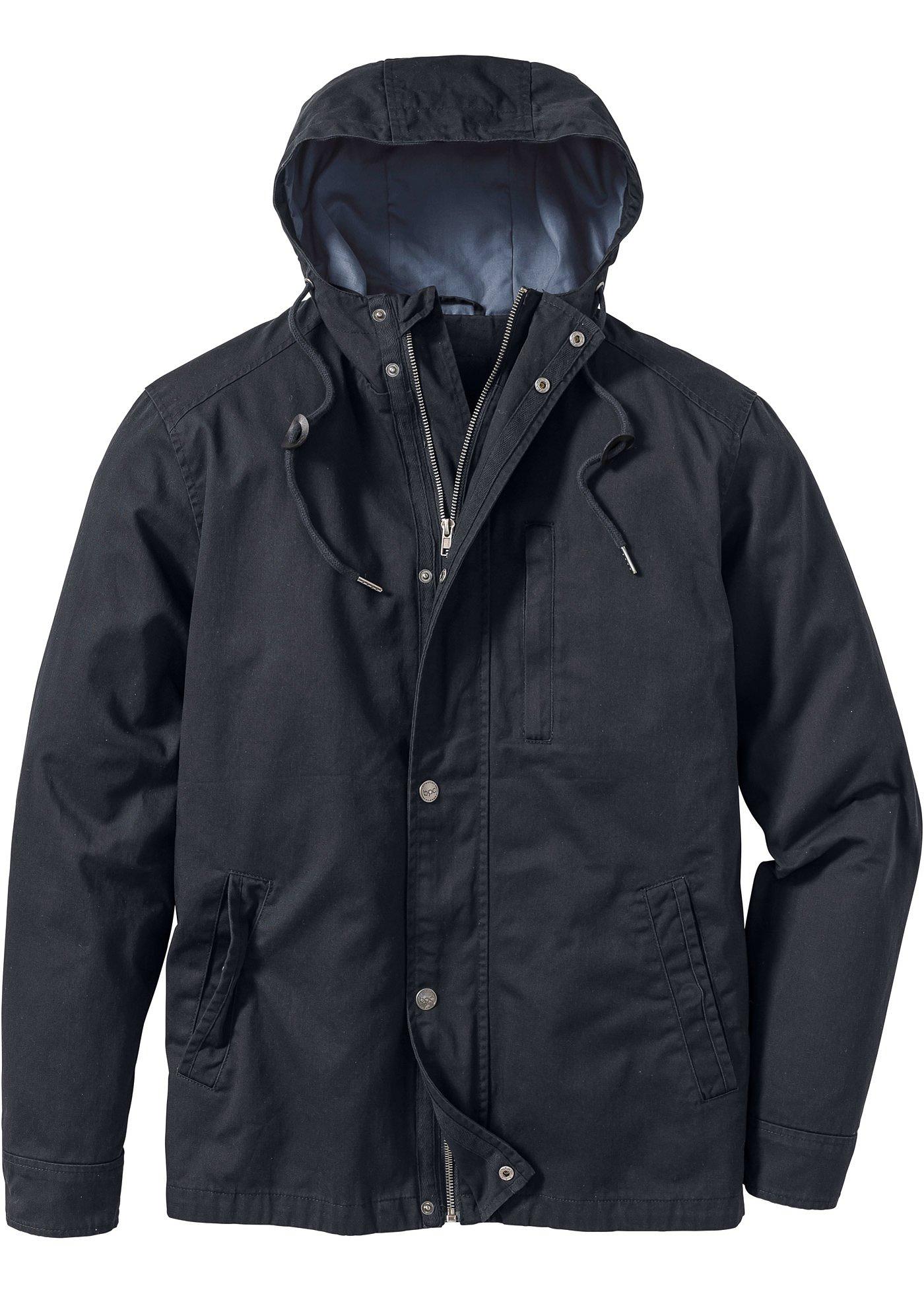 Herren Jacke mit Kapuze langarm  in schwarz für Herren von bonprix
