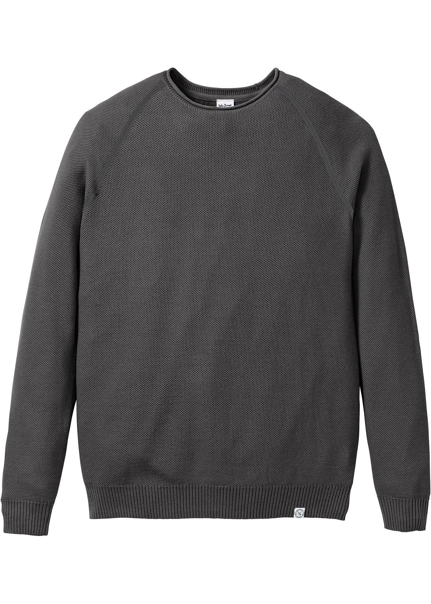 Pullover in Strukturstrick langarm  in grau für Herren von bonprix