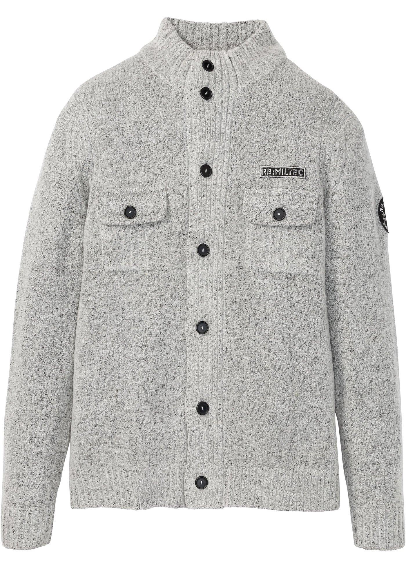 Strickjacke mit Stehkragen langarm  in grau für Herren von bonprix