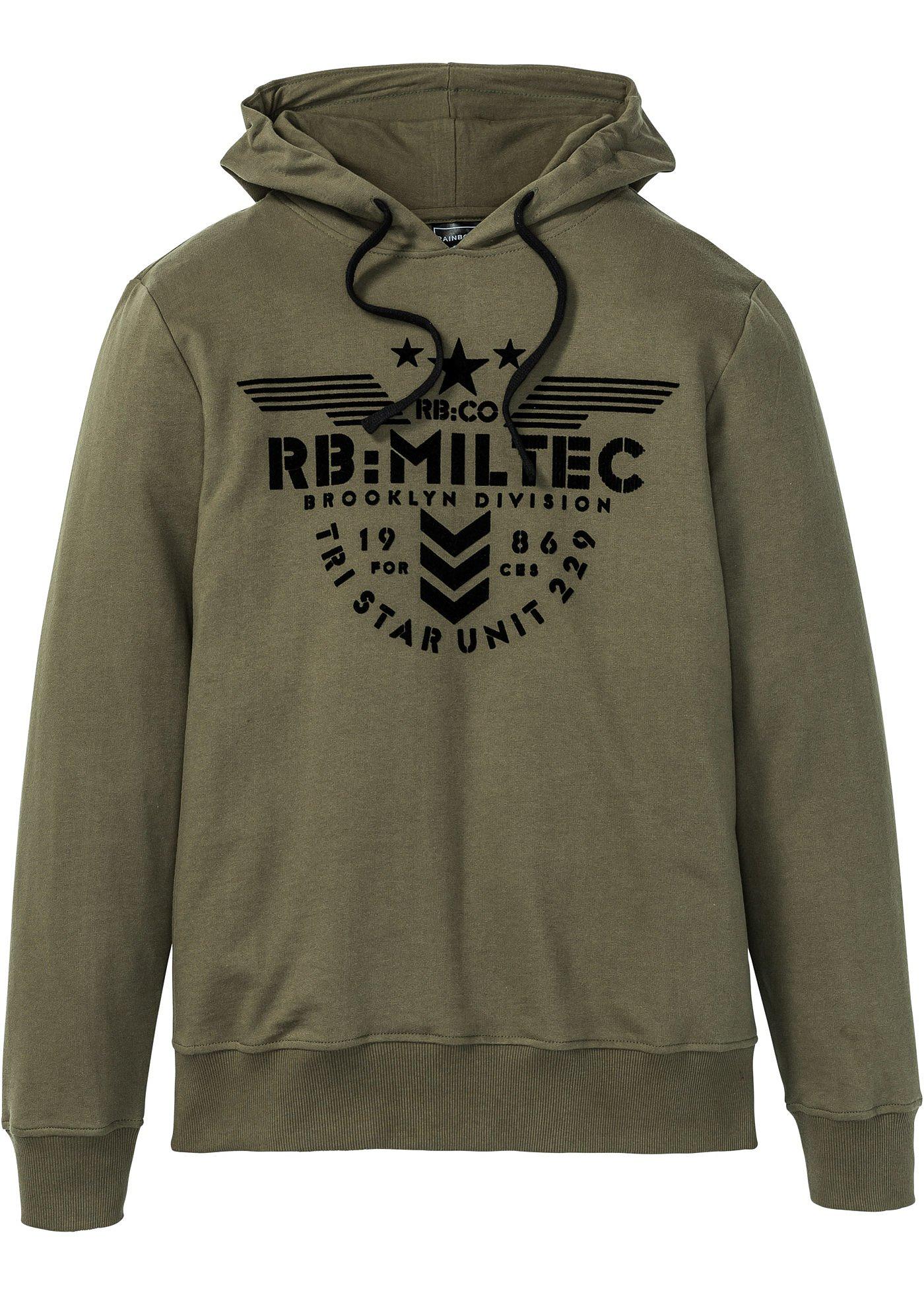 Hoodie Slim Fit langarm  in grün für Herren von bonprix