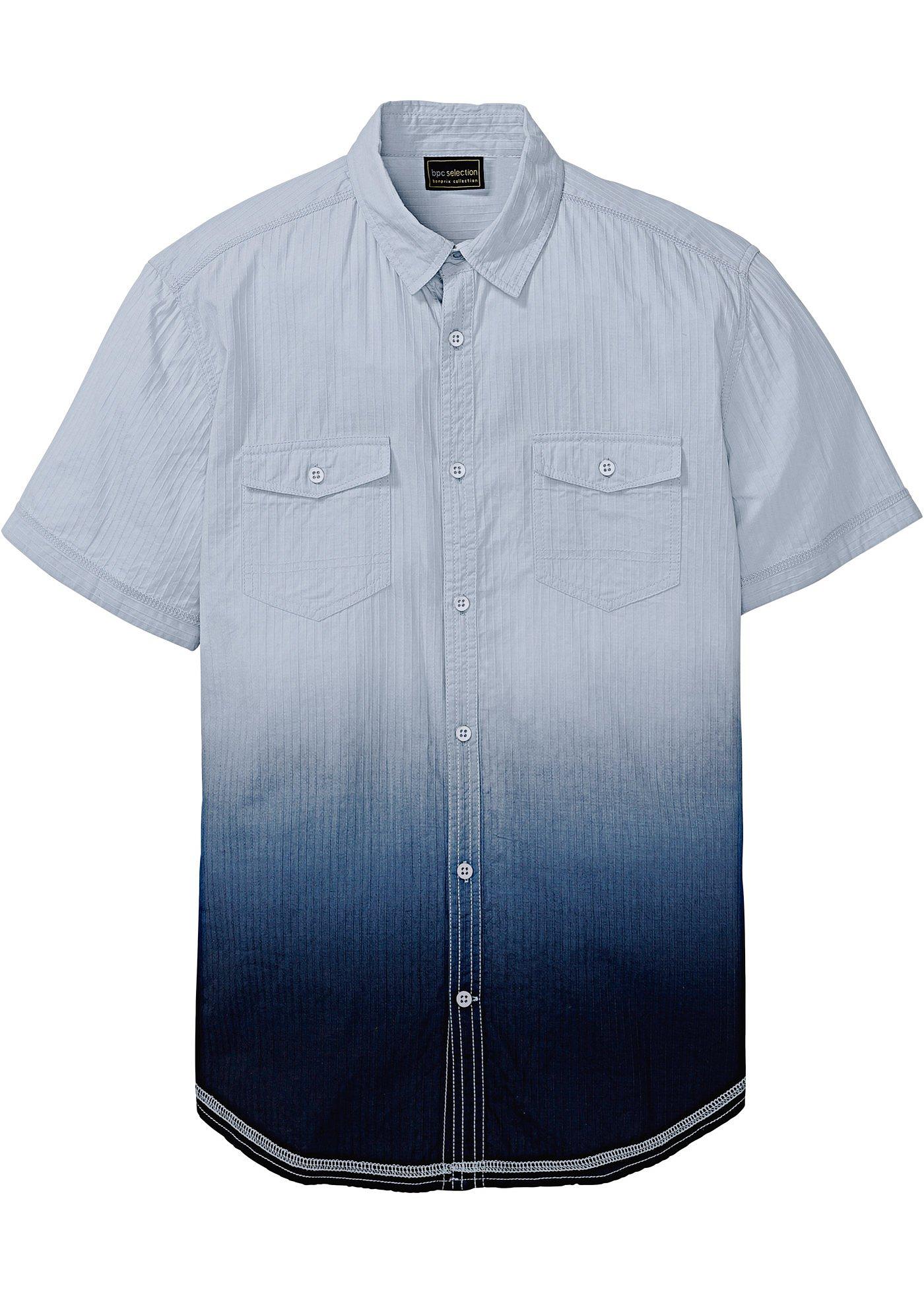 Kurzarmhemd mit Farbverlauf in blau von bonprix