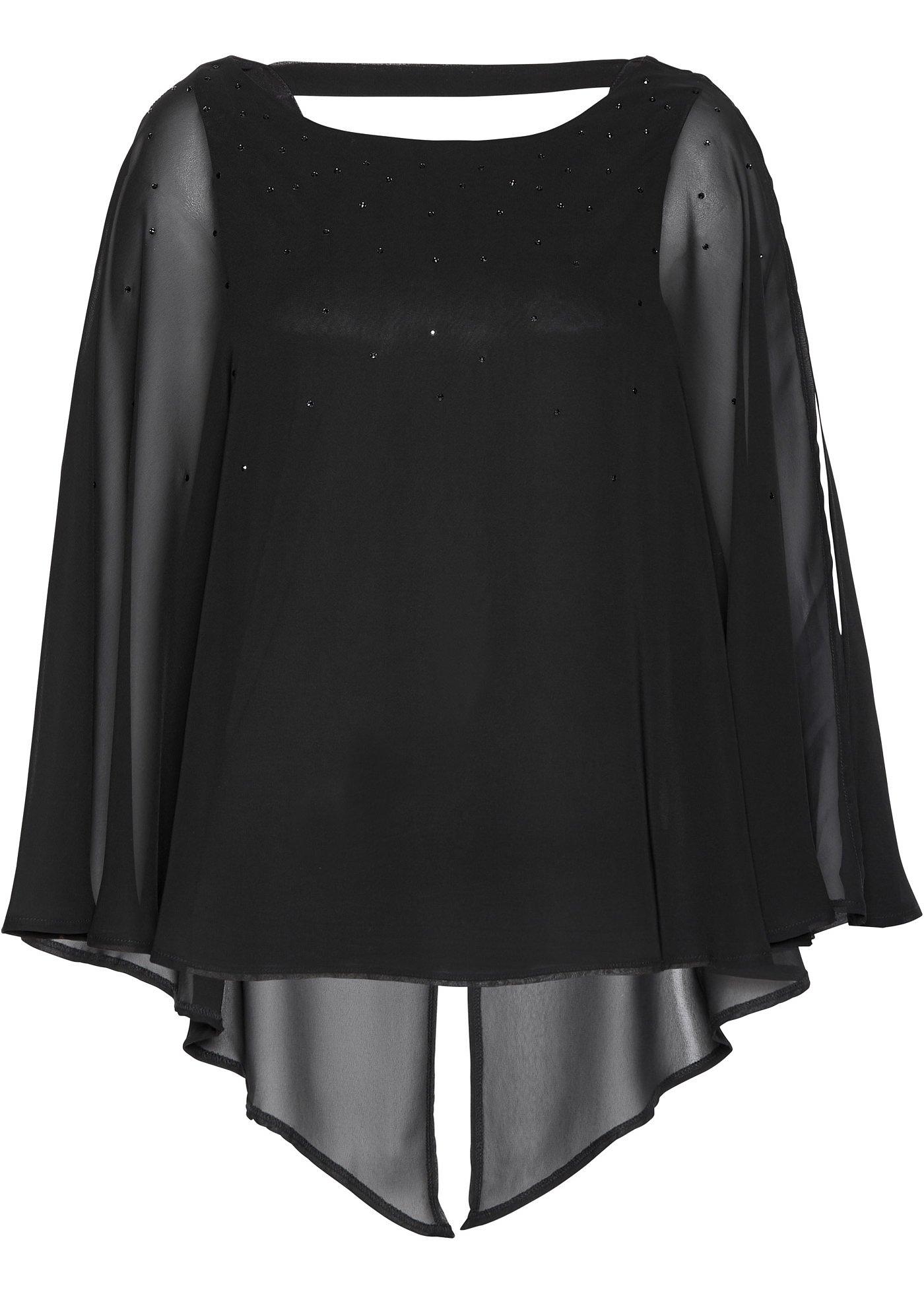 Premium Tunika mit Swarovski® Kristallen 7/8 Arm in schwarz von bonprix Premium Tunika mit Swarovski® Kristallen 7/8 Arm in schwarz von bonprix
