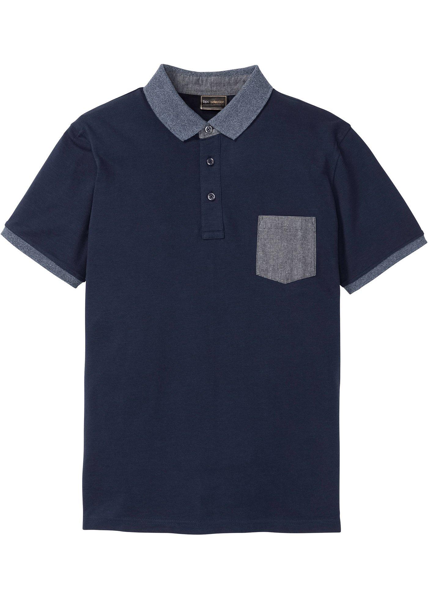 Poloshirt mit Brusttasche kurzer Arm  in blau für Herren von bonprix