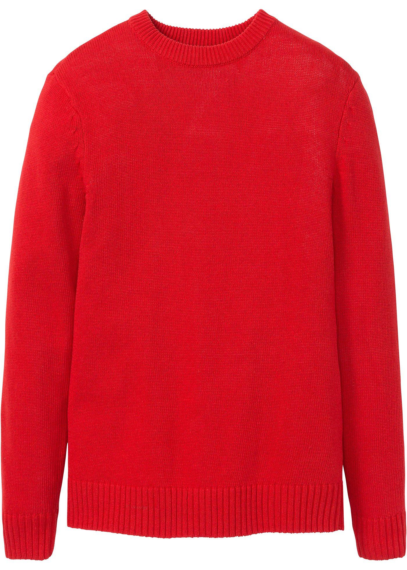 Pullover mit recycelter Baumwolle Regular Fit langarm  in rot für Herren von bonprix