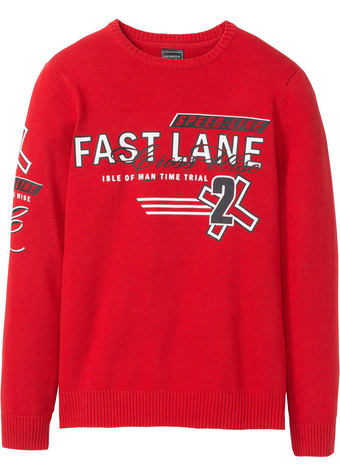 Pullover mit recycelter Baumwolle langarm  in rot für Herren von bonprix