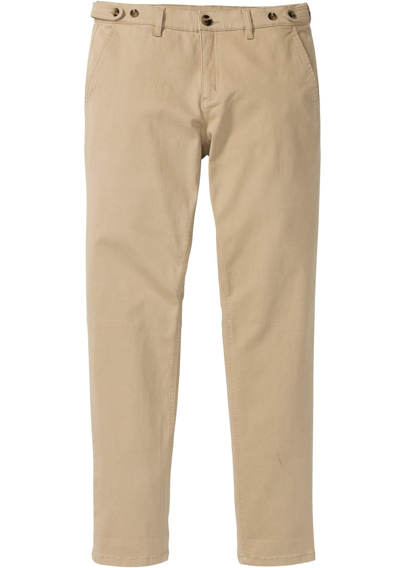 Stretch-Chino mit Reflektordetails Regular Fit Tapered in beige für Herren von bonprix