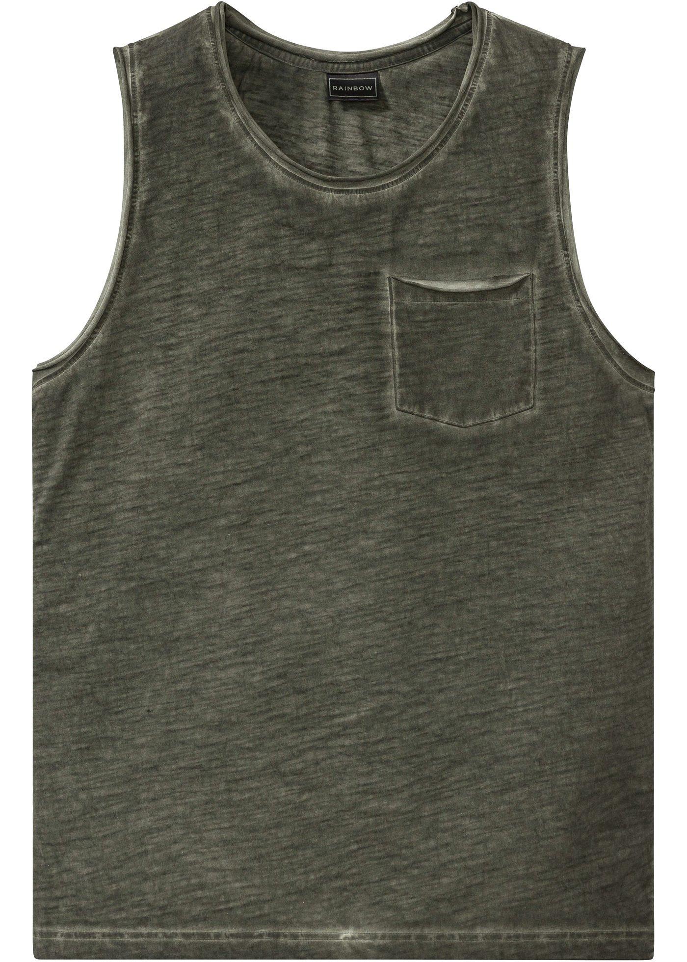 Tanktop in gewaschener Optik Slim Fit ohne Ärmel  in grün für Herren von bonprix