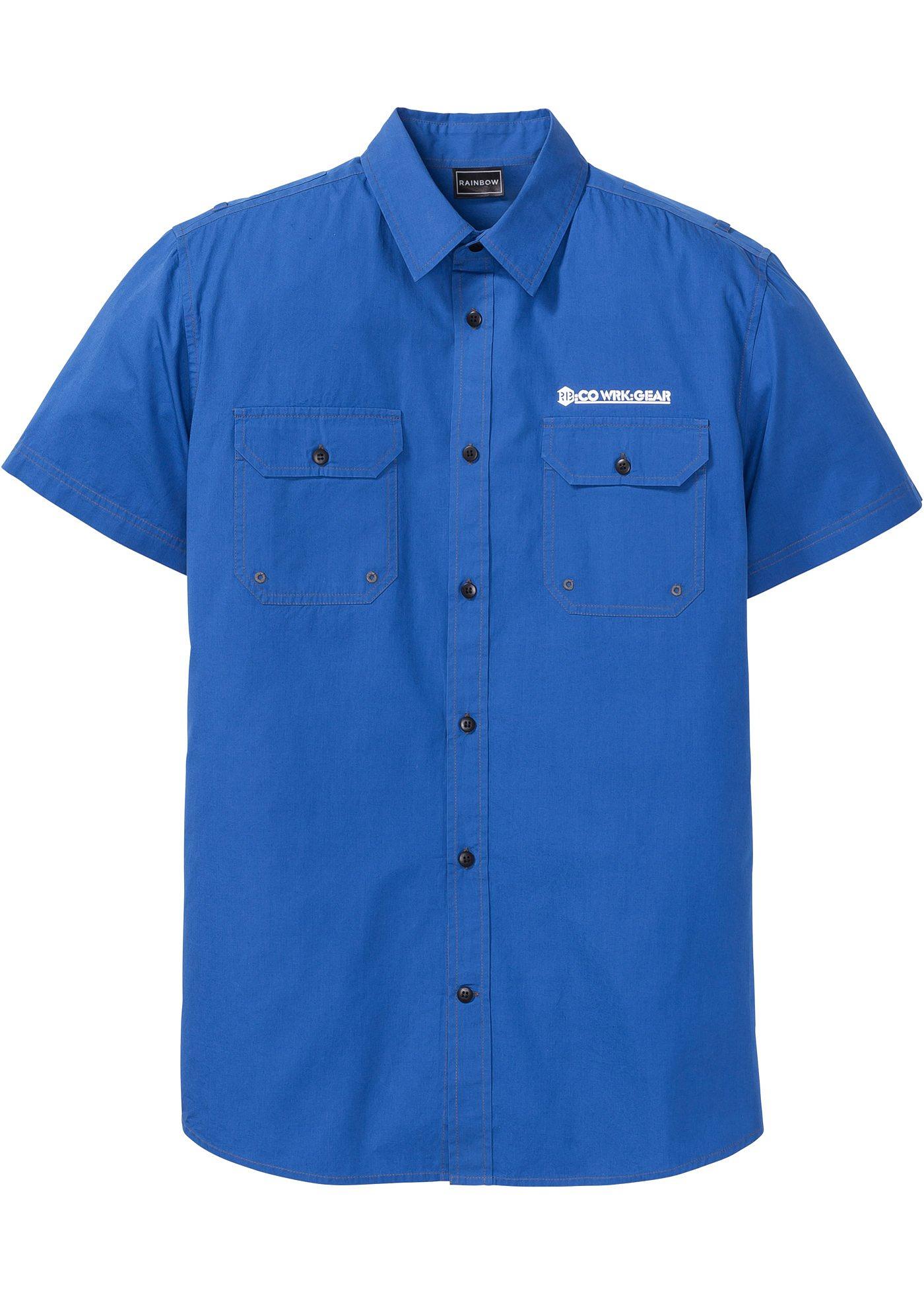 Kurzarmhemd mit Reflektordetails Slim Fit in blau von bonprix