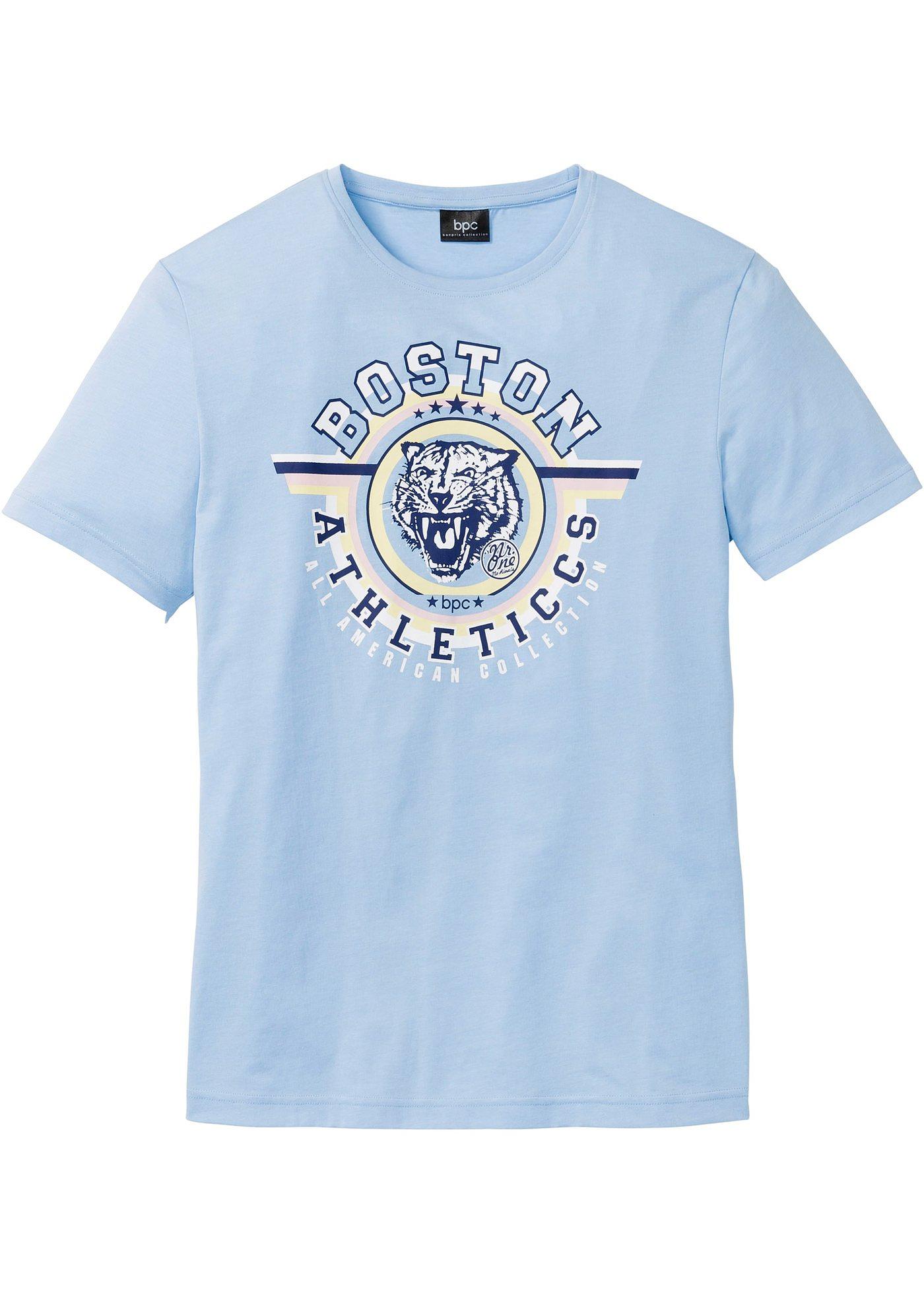 T-Shirt mit Spezial-Bauchschnitt kurzer Arm  in blau für Herren von bonprix