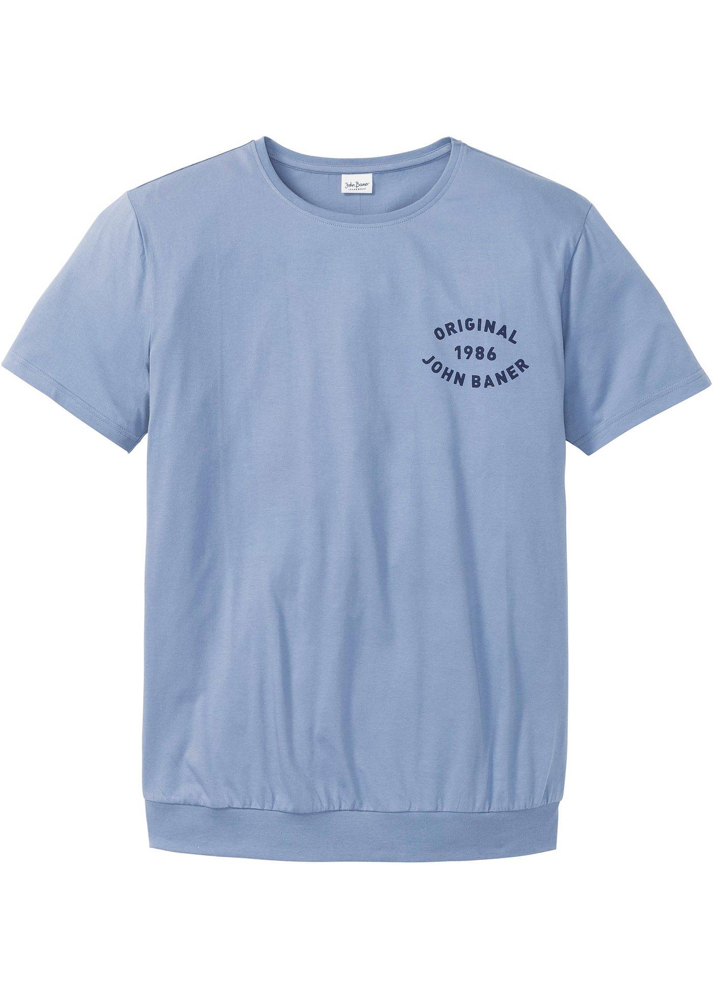 T-Shirt mit Spezial-Bauchschnitt kurzer Arm  in blau für Herren von bonprix