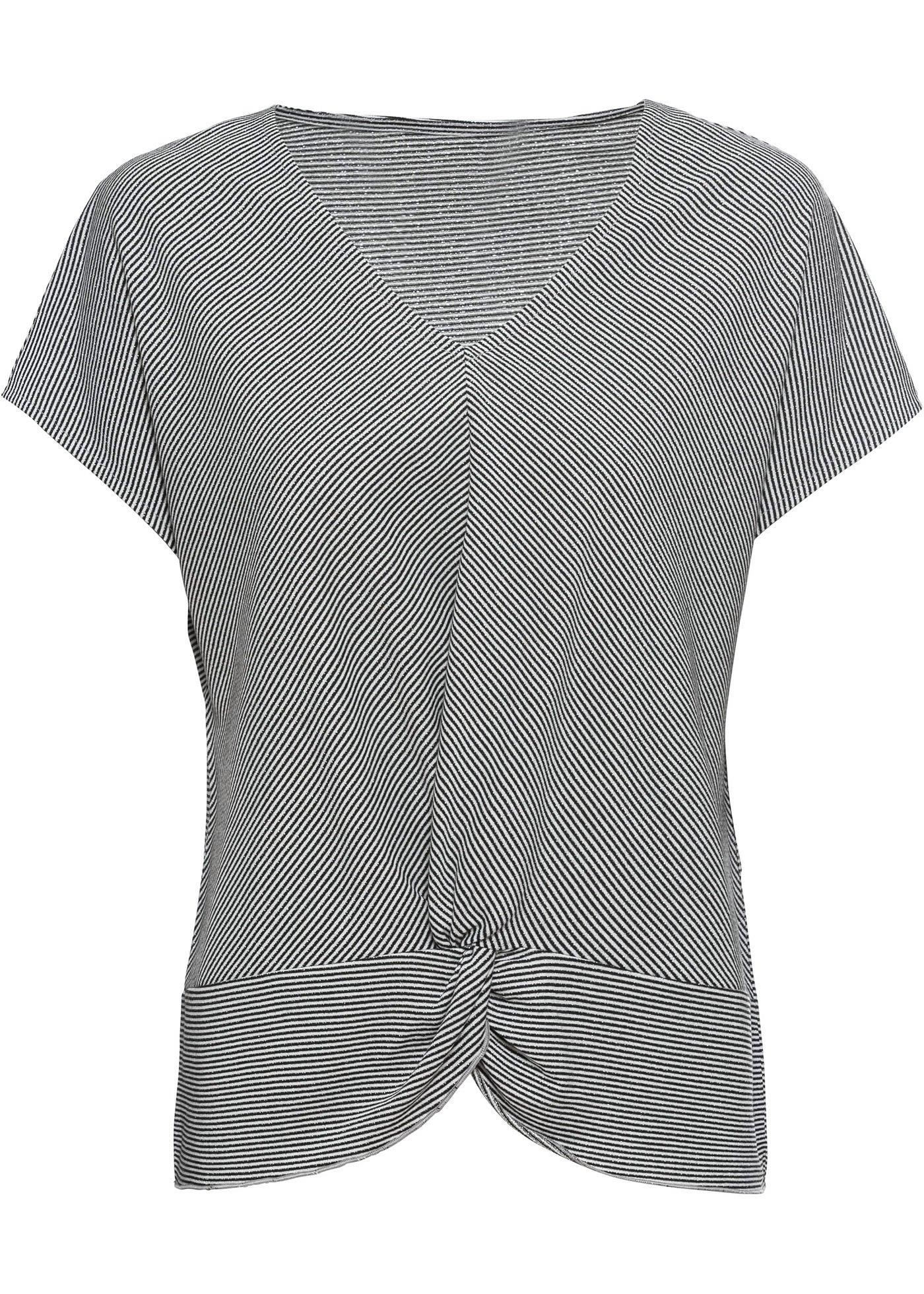 Gestreiftes Shirt kurzer Arm  in schwarz für Damen von bonprix