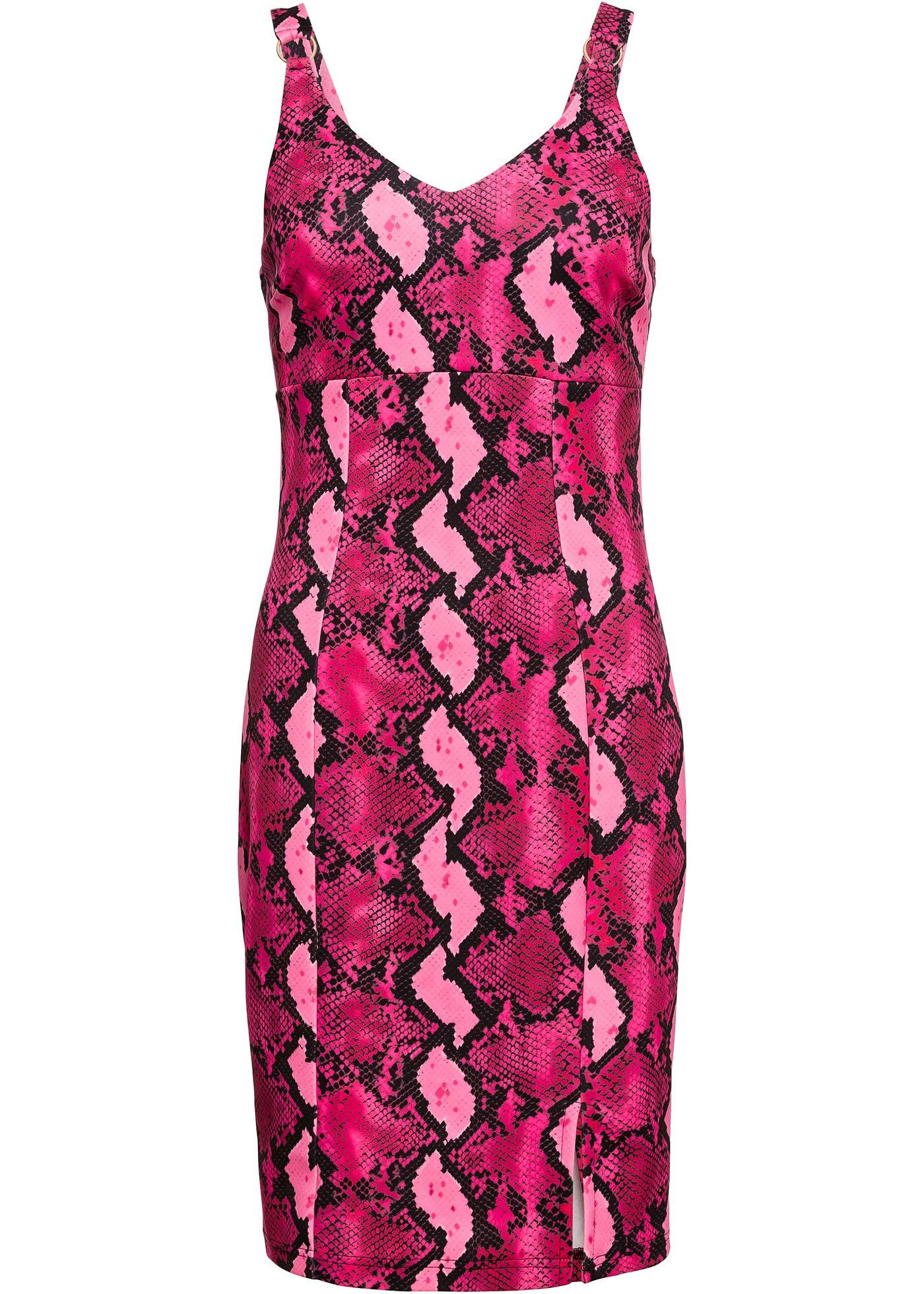 Kleid mit Schlangenprint ohne Ärmel  in pink für Damen von bonprix