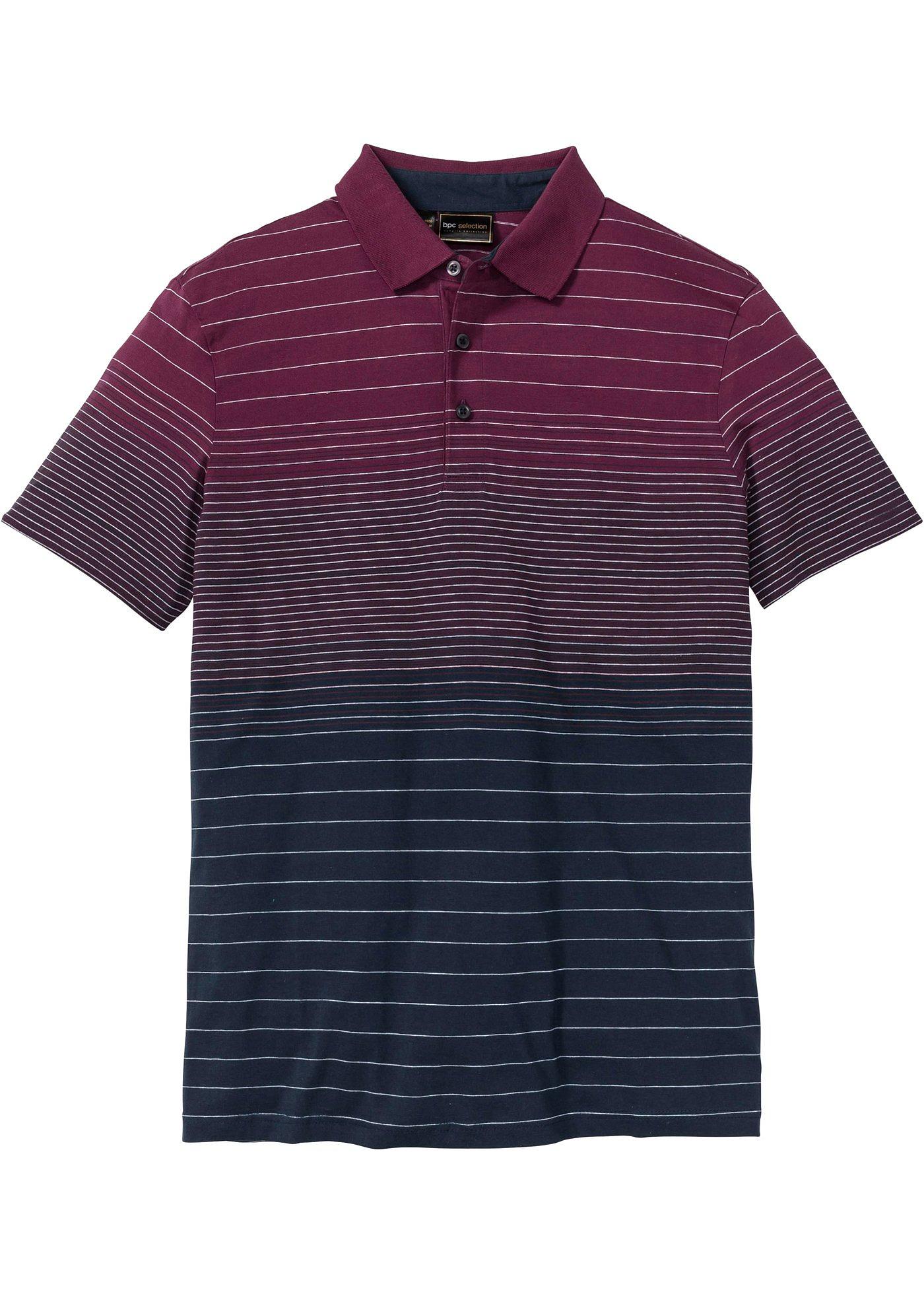 Poloshirt fein gestreift kurzer Arm  in lila für Herren von bonprix