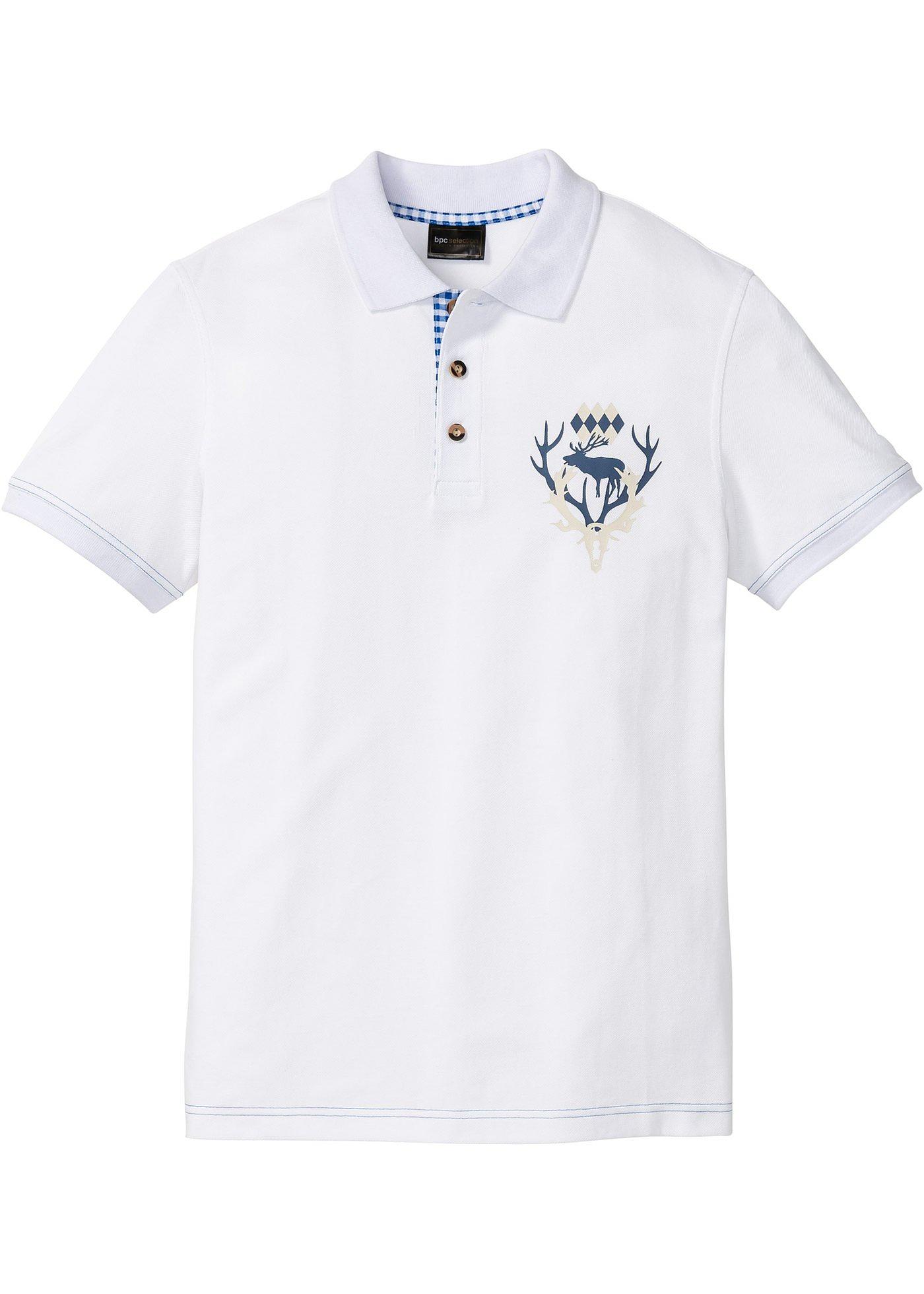 Trachten-Poloshirt kurzer Arm  in weiß für Herren von bonprix