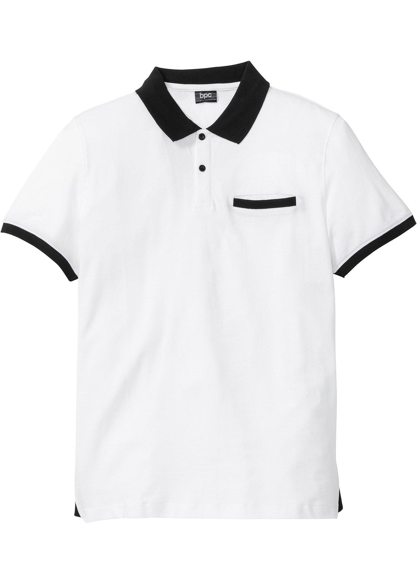 Poloshirt mit Brustleistentasche kurzer Arm  in weiß für Herren von bonprix