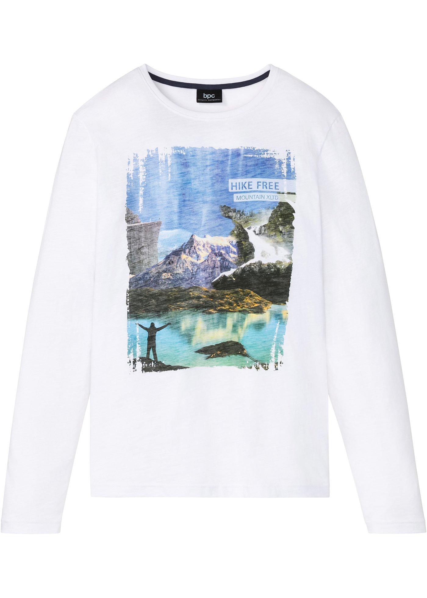 Langarmshirt mit Fotodruck in weiß für Herren von bonprix