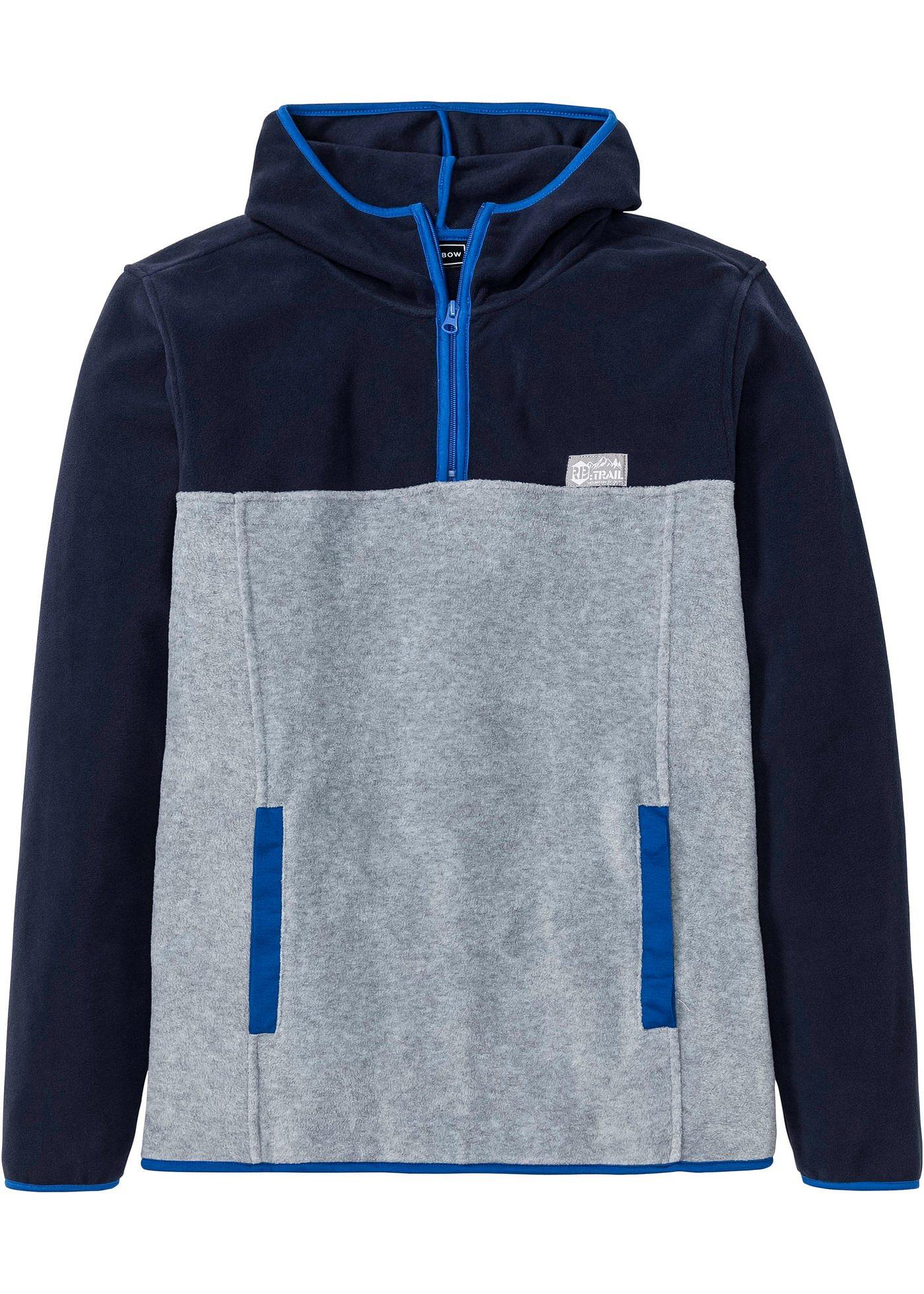 Fleeceshirt mit Kapuze Slim Fit langarm  in blau für Herren von bonprix