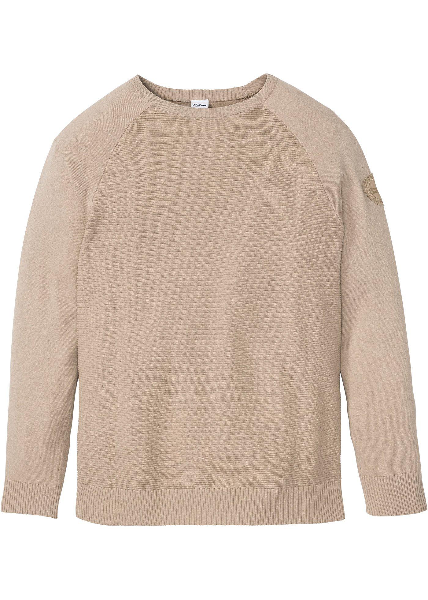 Nachhaltiger Pullover mit recycelter Baumwolle langarm  in beige für Herren von bonprix