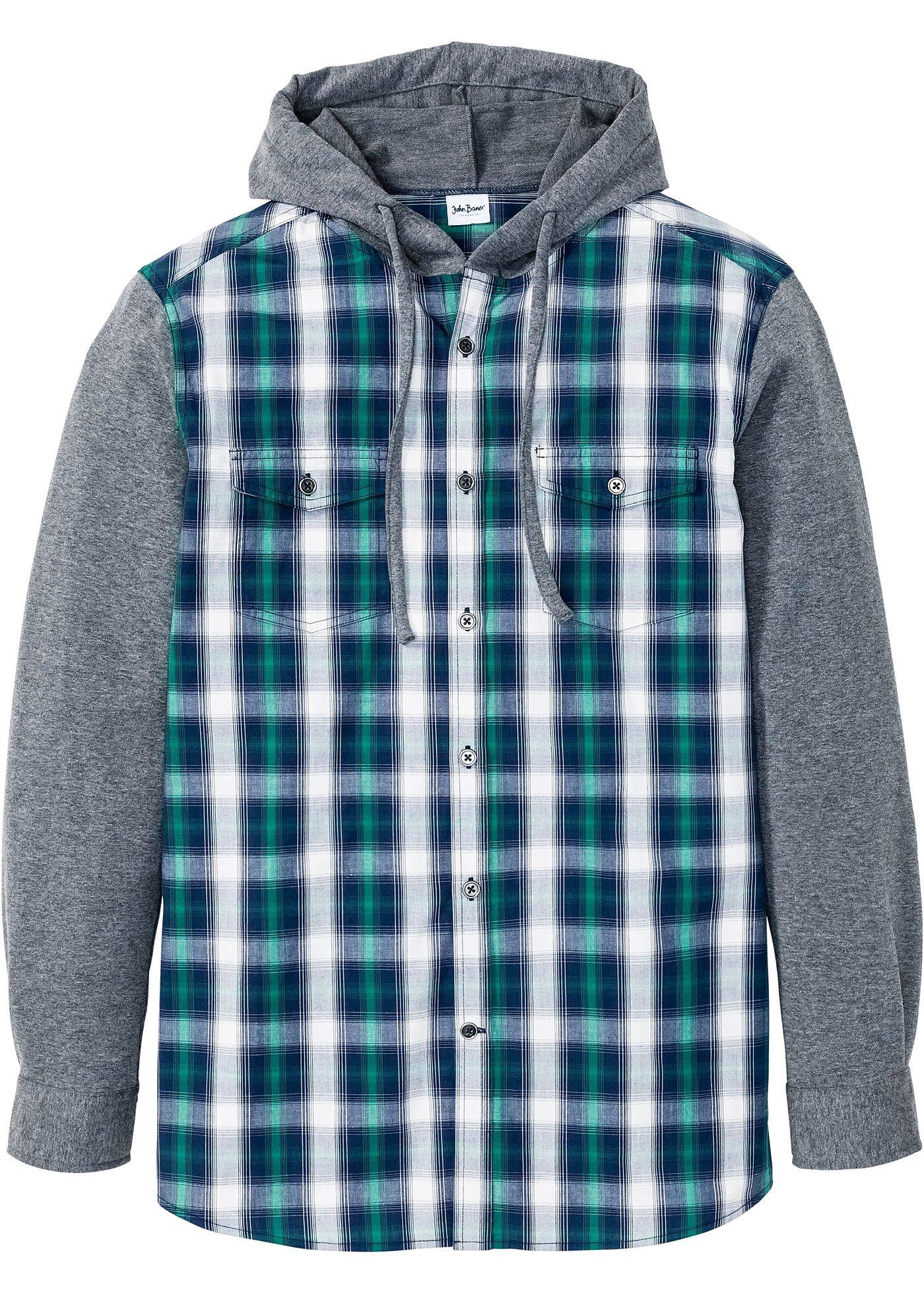 Langarmhemd mit Sweatärmeln in grün für Herren von bonprix