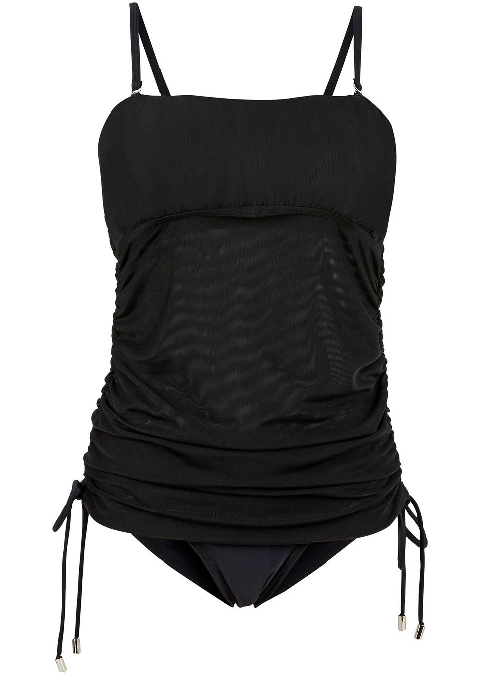 Femininer Tankini mit Bindebändern schwarz