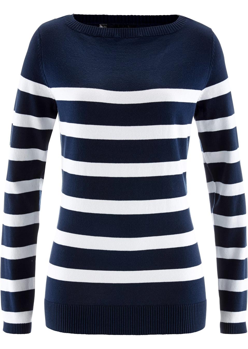 pullover blau gelb gestreift