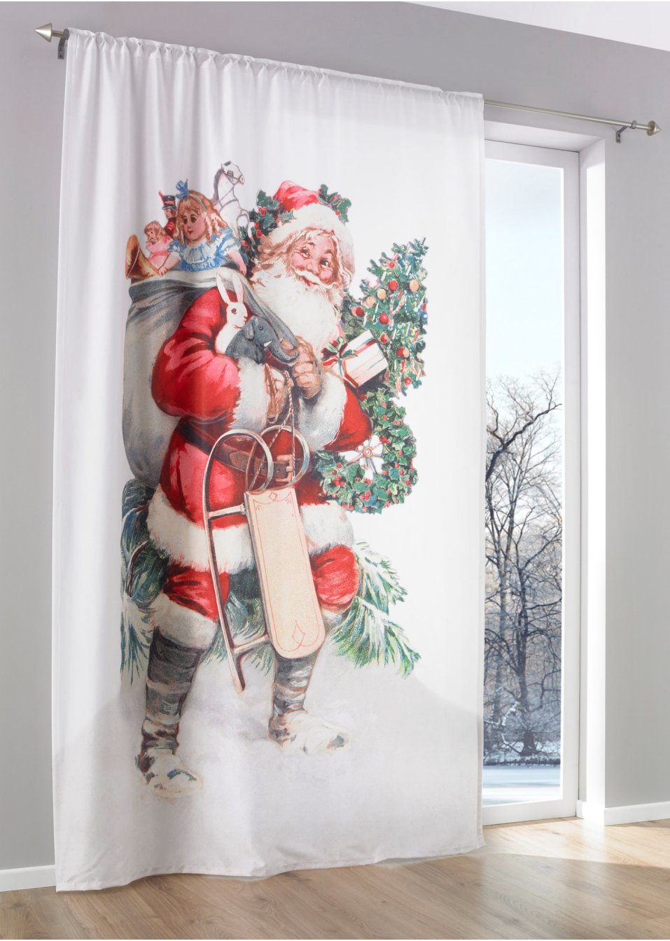 Vorhang "Weihnachtsmann" 1er Pack Weiß Rot Bpc Living